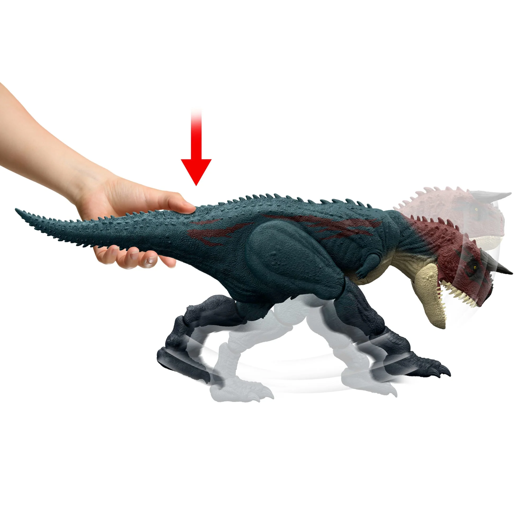 Jurassic World Charge N Chomp Carnotaurus Running Roaring Dinosaur Action Figure, Digital Play - Image 6