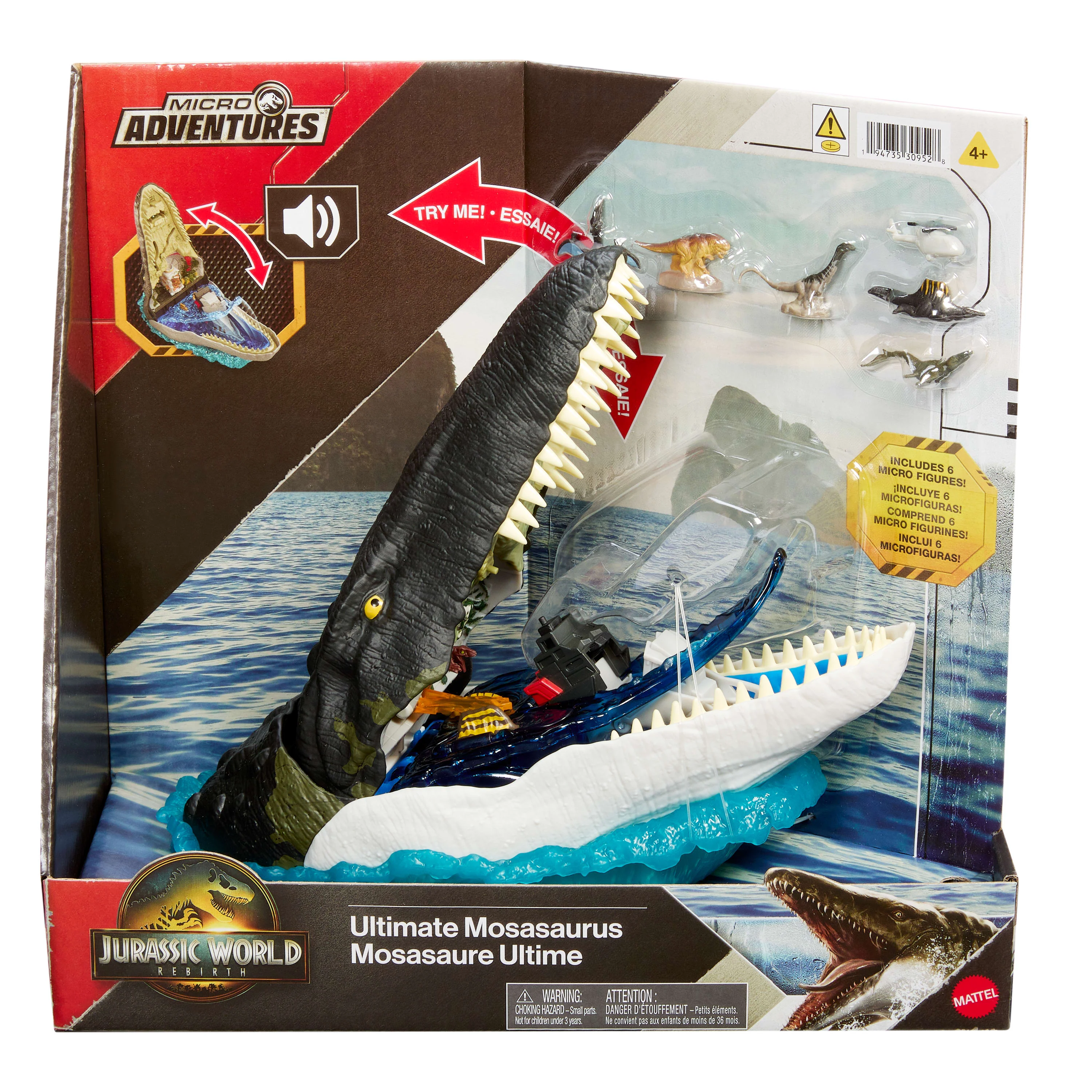 Jurassic World Rebirth Deluxe Mosasaurus Playset, 7 Interactive Features & Sound Fx, 6 Micro Figs - Image 6
