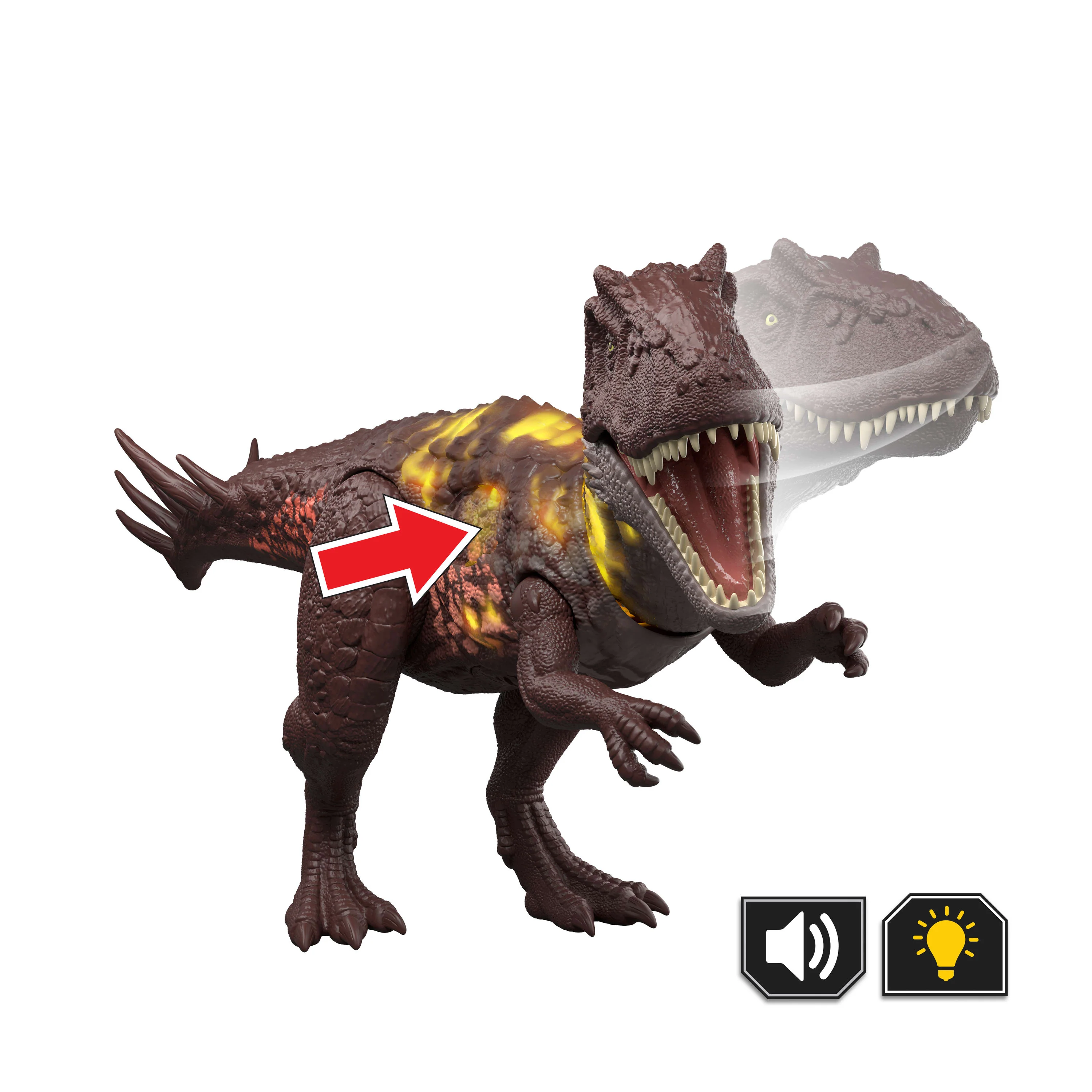 Jurassic World Wild Roar Metriacanthosaurus Dinosaur Action Figure Toy, Sounds & Attack & Lights - Image 3