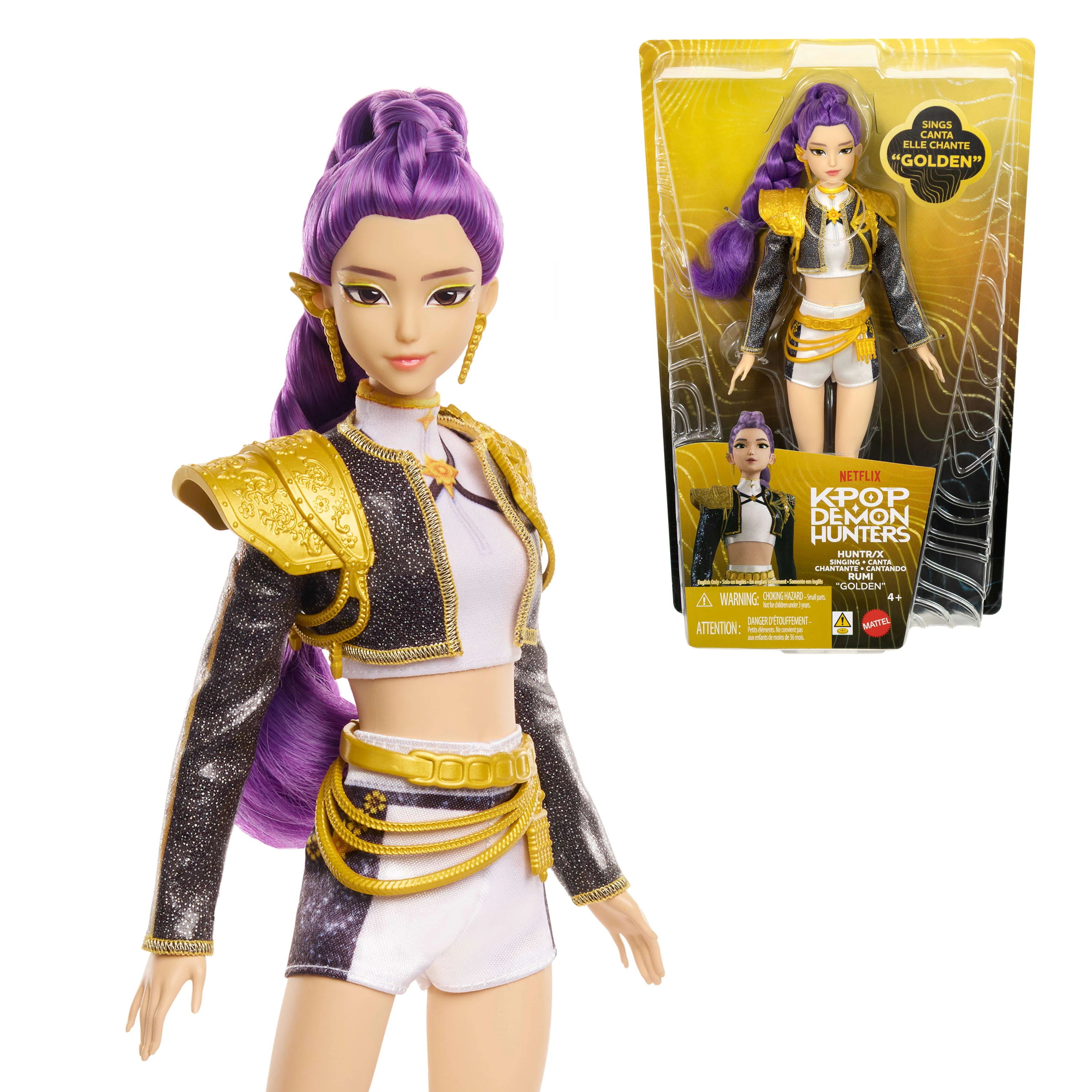 Kpop Demon Hunters Huntr/X Rumi “Golden” Singing Doll in Removable Outfit & 5 Posable Joints