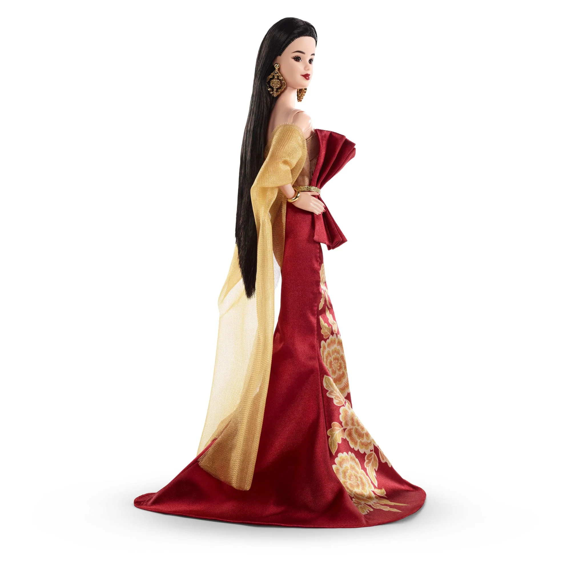 Barbie Signature Lunar New Year Fashion Doll, Red Dress With Golden Peonies, Collectible Holiday Gift - Image 5