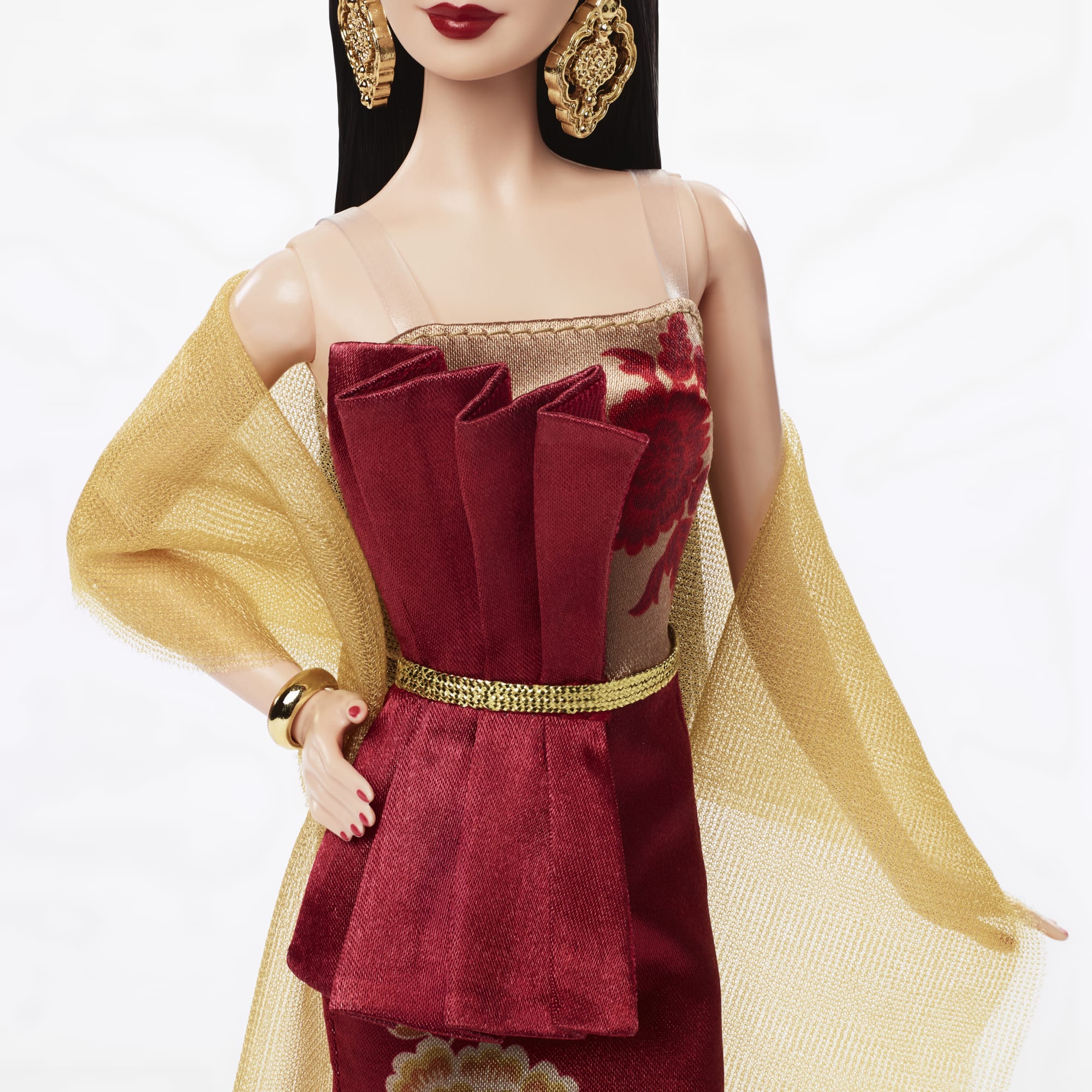 Barbie Signature Lunar New Year Fashion Doll, Red Dress With Golden Peonies, Collectible Holiday Gift - Image 3