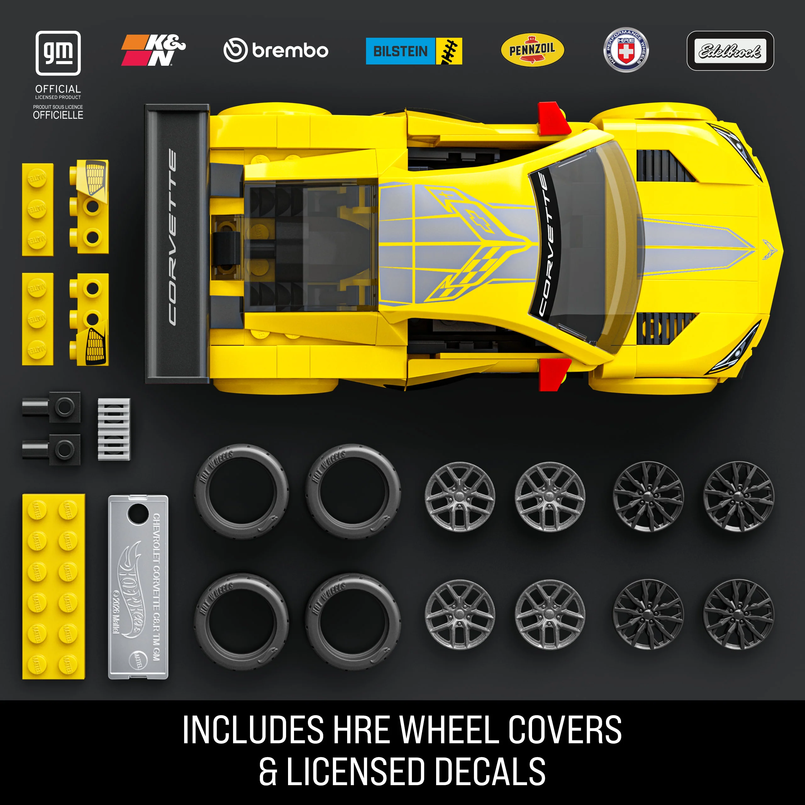 Mattel Brick Shop Hot Wheels ’20 Corvette C8.R Building Toy Kit (261 Pieces), For Collectors - Image 4