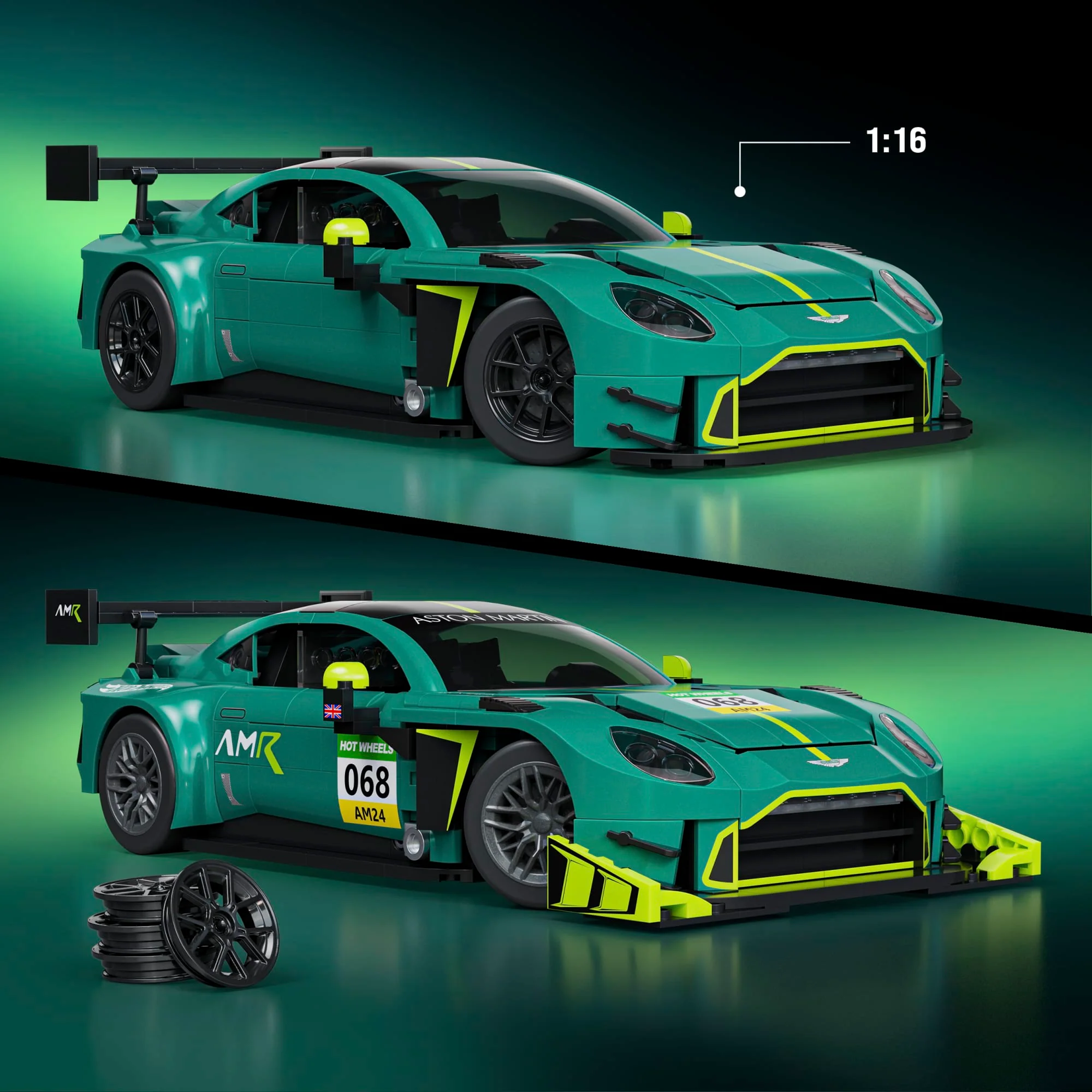 Mattel Brick Shop Hot Wheels ’24 Aston Martin Vantage Gt3 Building Toy Kit (793 Pieces), For Collectors - Image 3