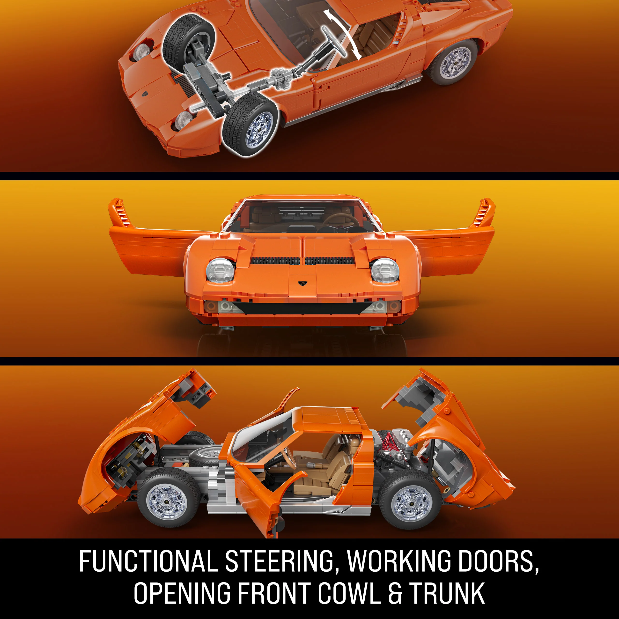 Mattel Brick Shop Hot Wheels ’71 Lamborghini Miura P400 Sv Building Toy Kit (1523 Pieces), For Collectors - Image 6
