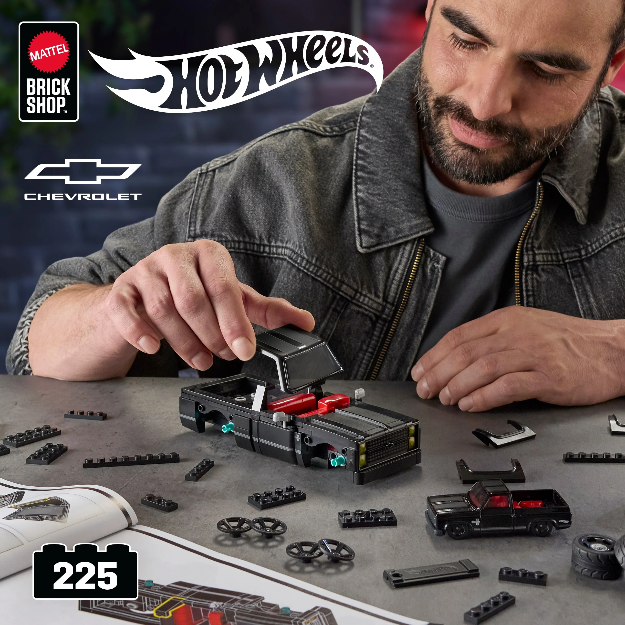 Mattel Brick Shop Hot Wheels ’83 Chevy Silverado Building Toy Kit (225 Pieces), For Collectors - Image 2
