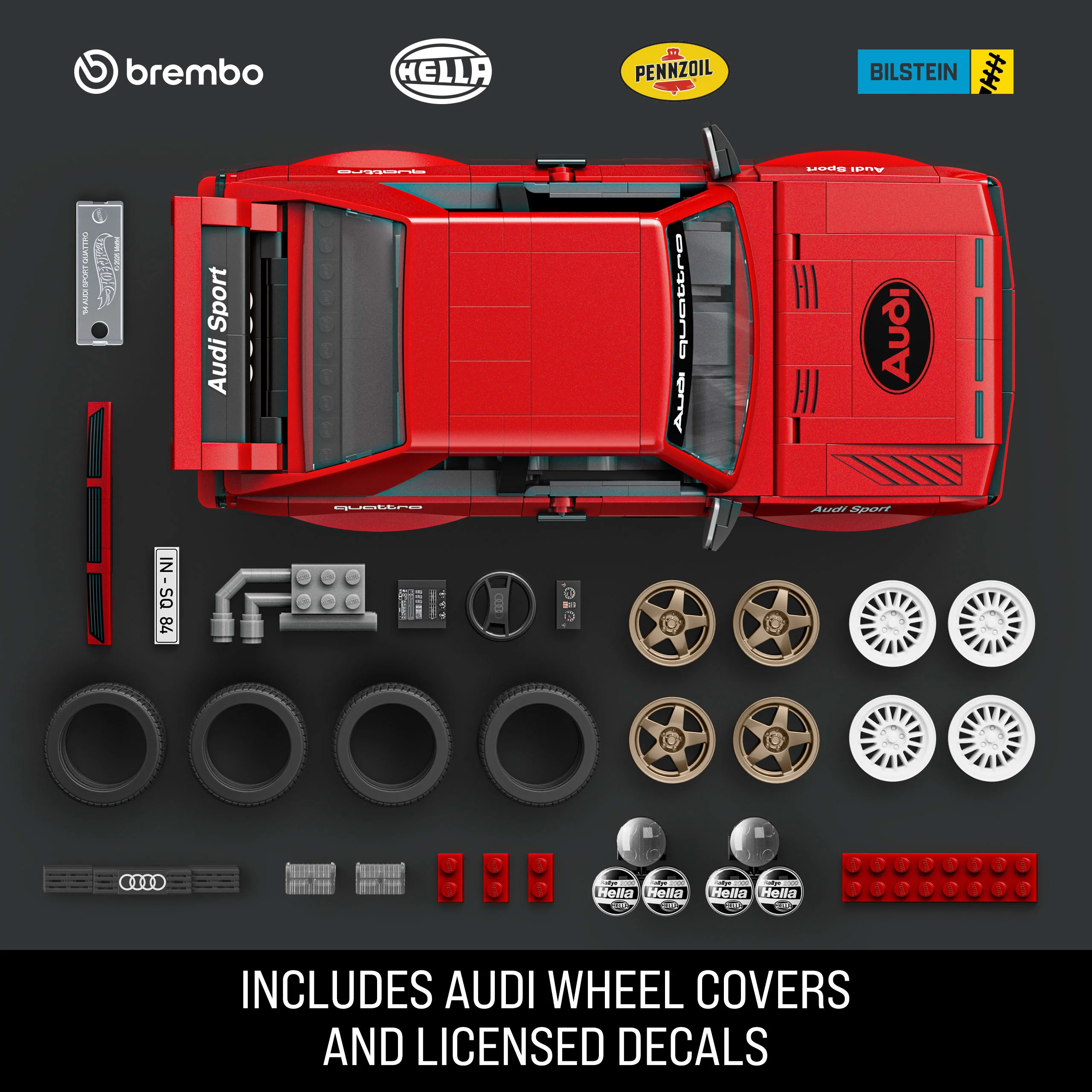 Mattel Brick Shop Hot Wheels ’84 Audi Sport Quattro Building Toy Kit (864 Pieces), For Collectors - Image 4