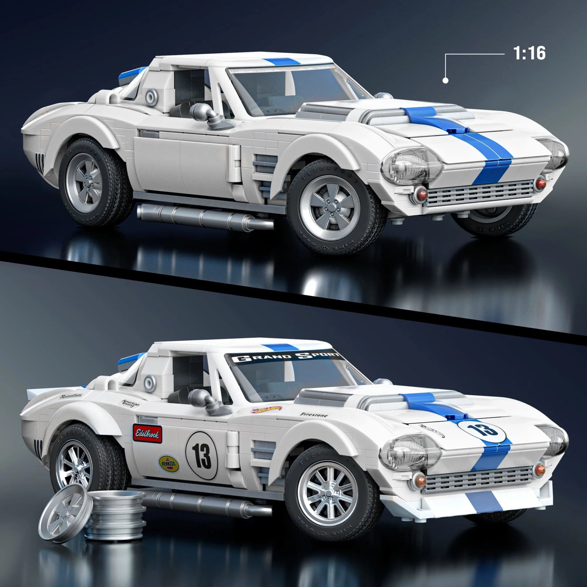 Mattel Brick Shop Hot Wheels Jogo de Construção Elite '63 Corvette Grand Sport - Image 3