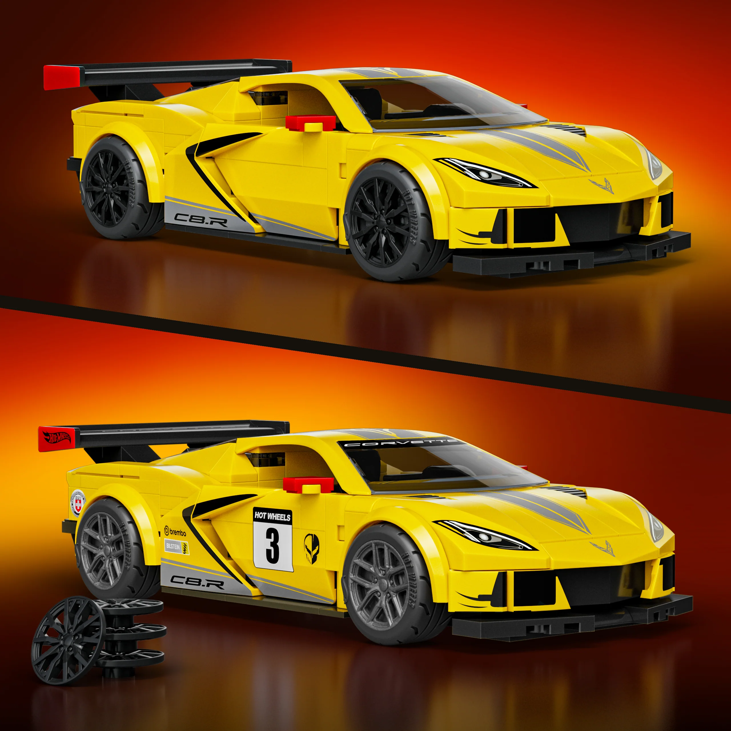 Mattel Brick Shop Hot Wheels Juguete de Construcción Speed '20 Corvette C8.R - Image 3