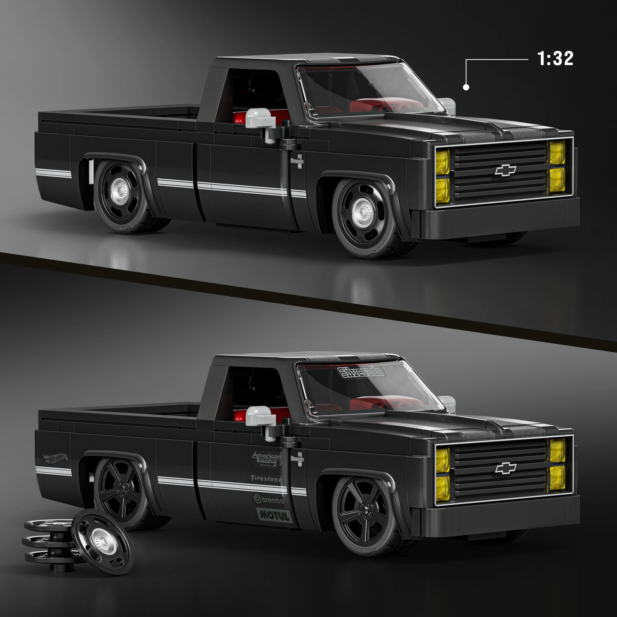 Mattel Brick Shop Hot Wheels Juguete de Construcción Speed '83 Chevy Silverado - Image 3