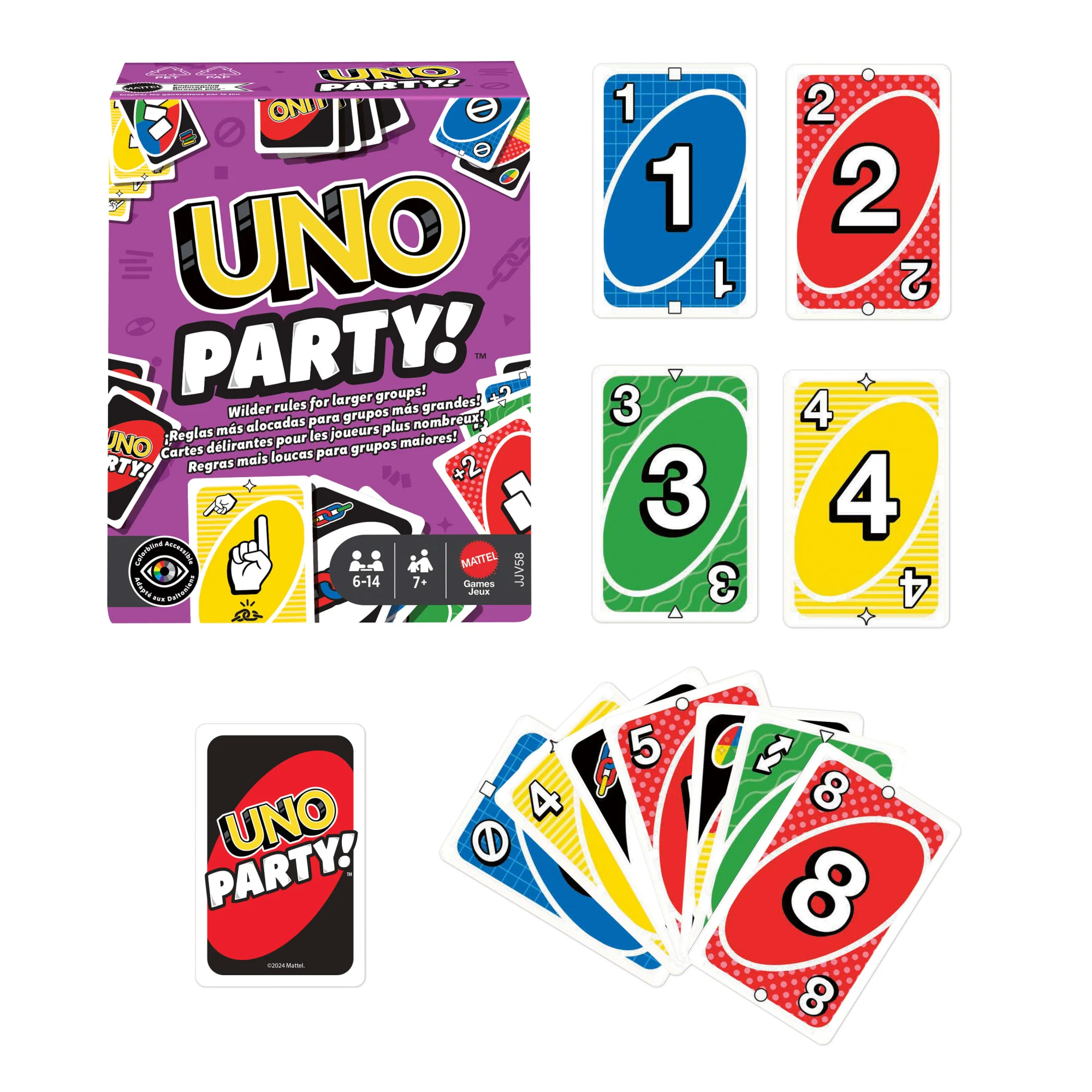 UNO Party Card Game For Large Groups, Kids, Adults & Family Nights, 6 To 14 Players Ages 7+ Years - Image 6