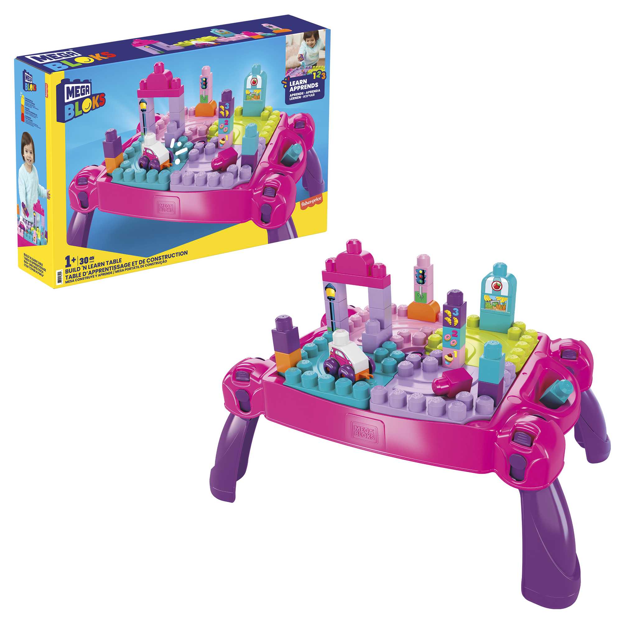 MEGA BLOKS First Builders Build ‘n Learn Table Block Toy With Storage (30 Pieces) For Toddler