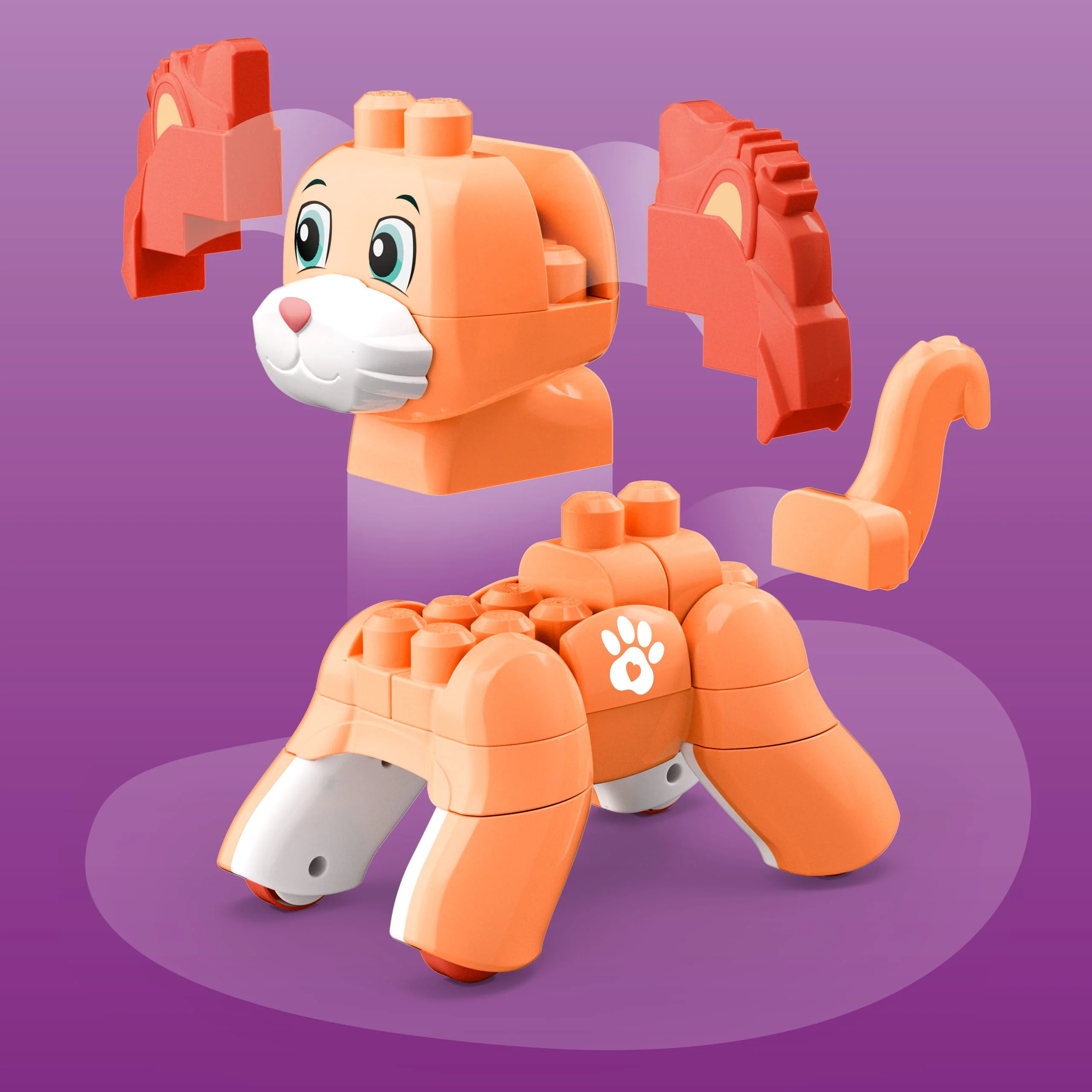 MEGA Bloks Fisher-Price Rolling Kitten Block Toy With Rolling Wheels (25 Pieces) For Kids - Image 5