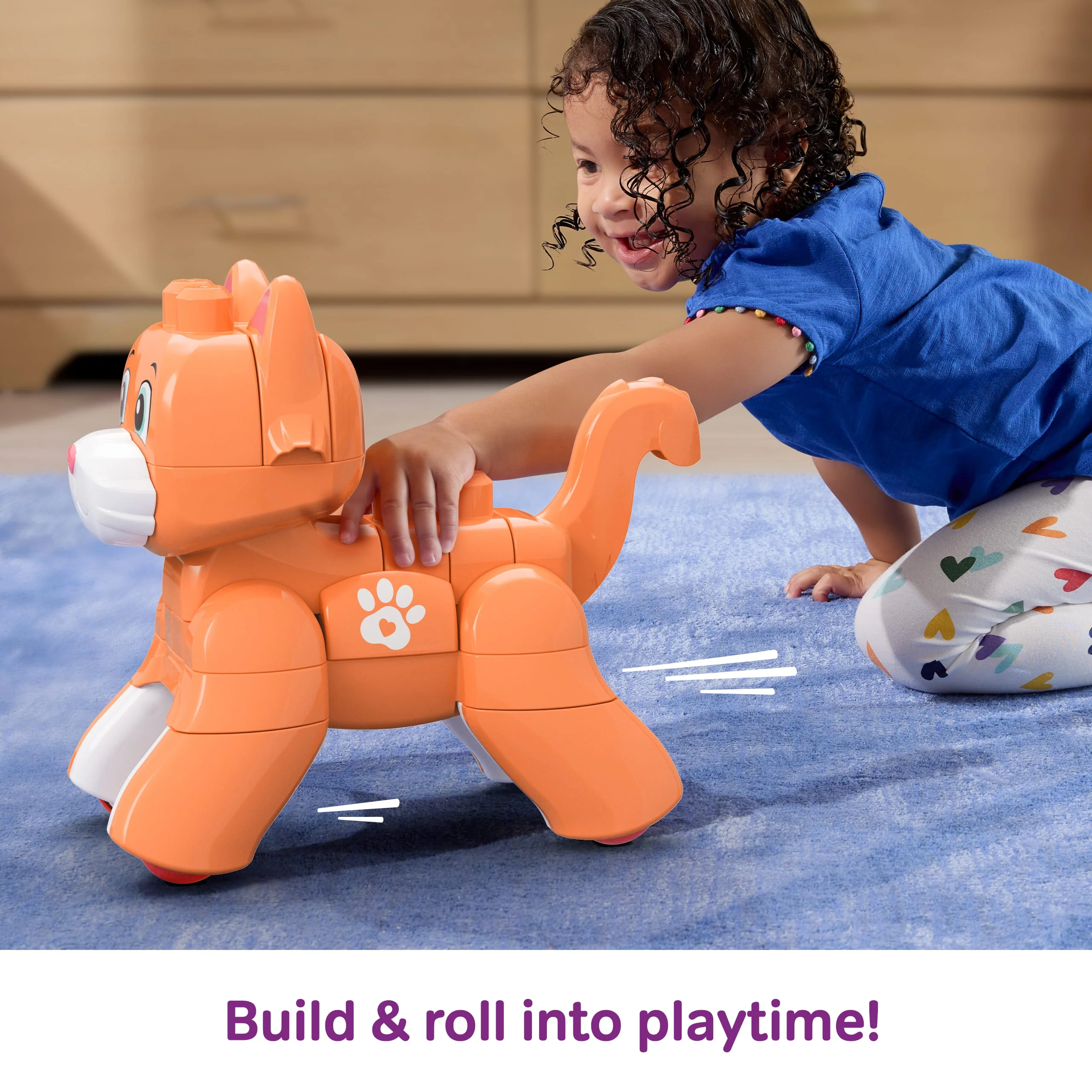 MEGA Bloks Fisher-Price Rolling Kitten Block Toy With Rolling Wheels (25 Pieces) For Kids - Image 6