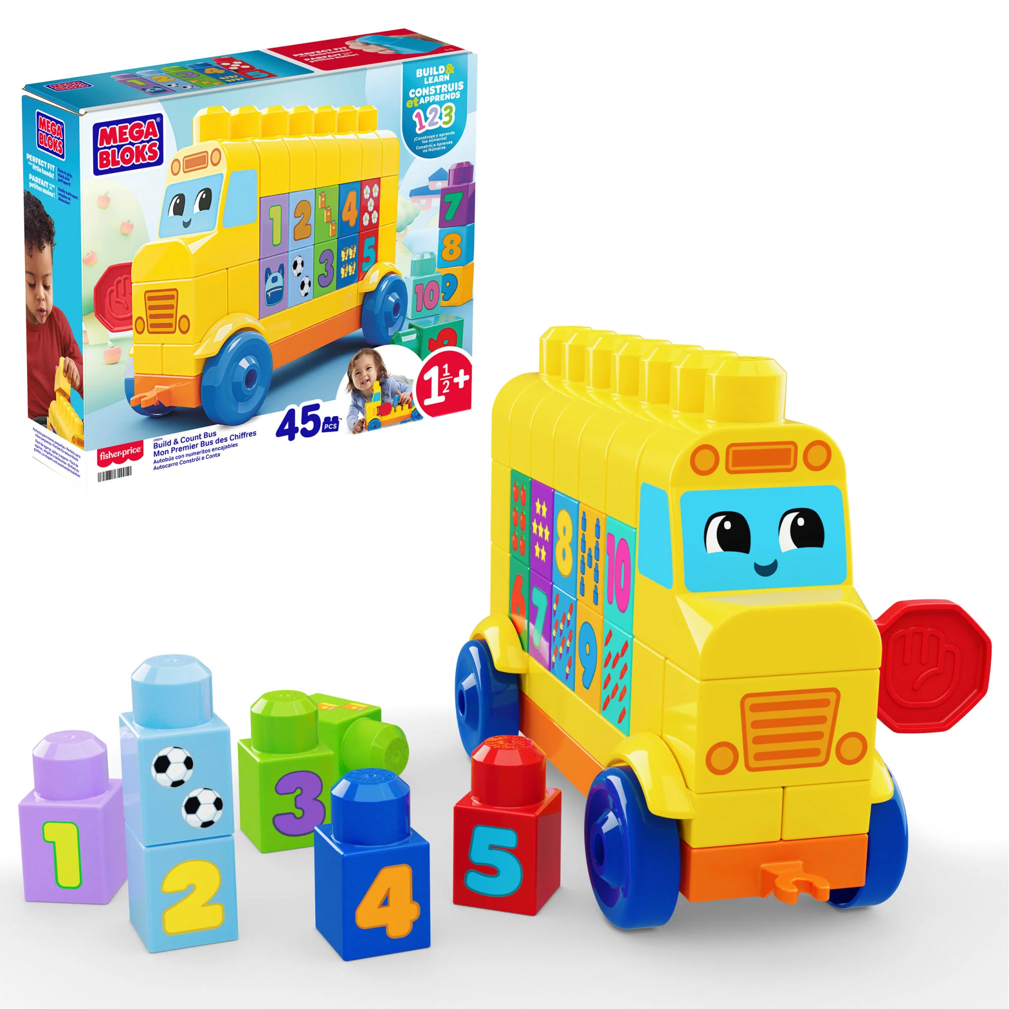 MEGA BLOKS Juguete de Construcción Autobús de Números Arma y Cuenta