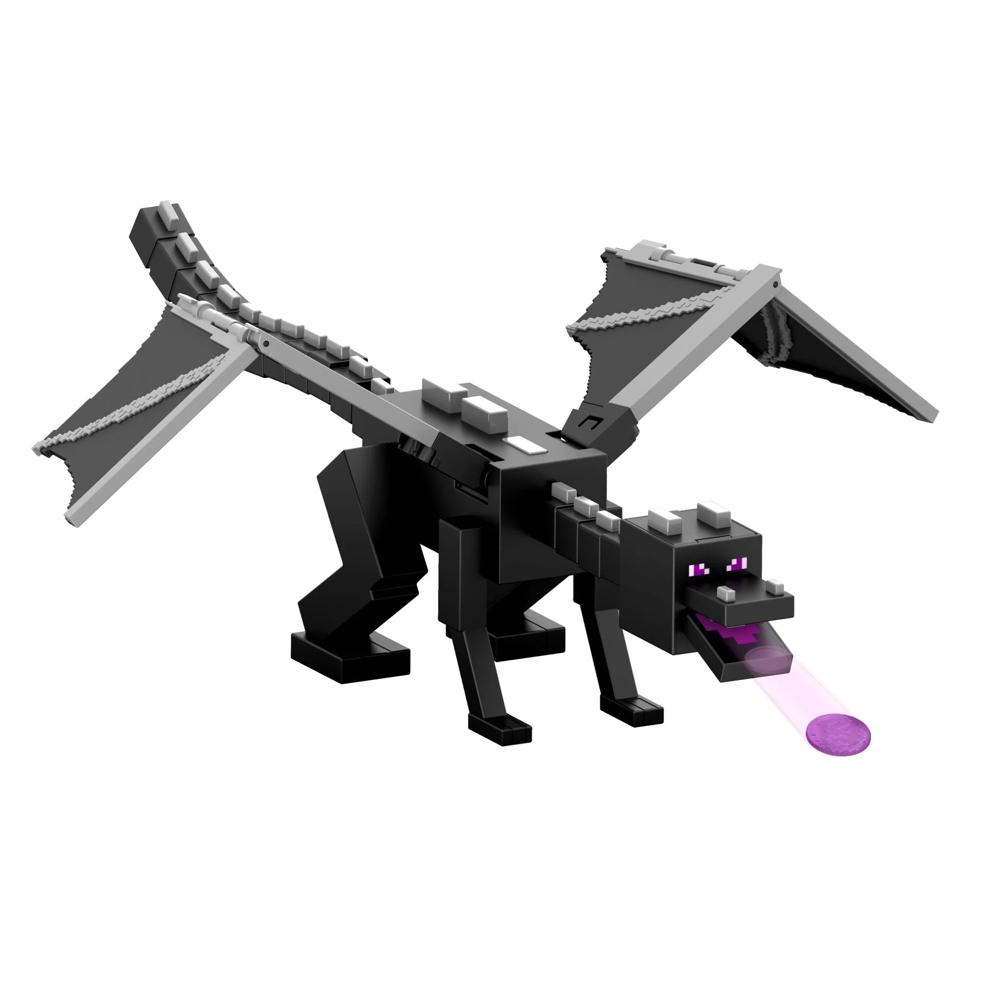 Minecraft Dragon's Breath Attack Ender Dragon Action Figure With 10 Discs, 20-inch Wingspan