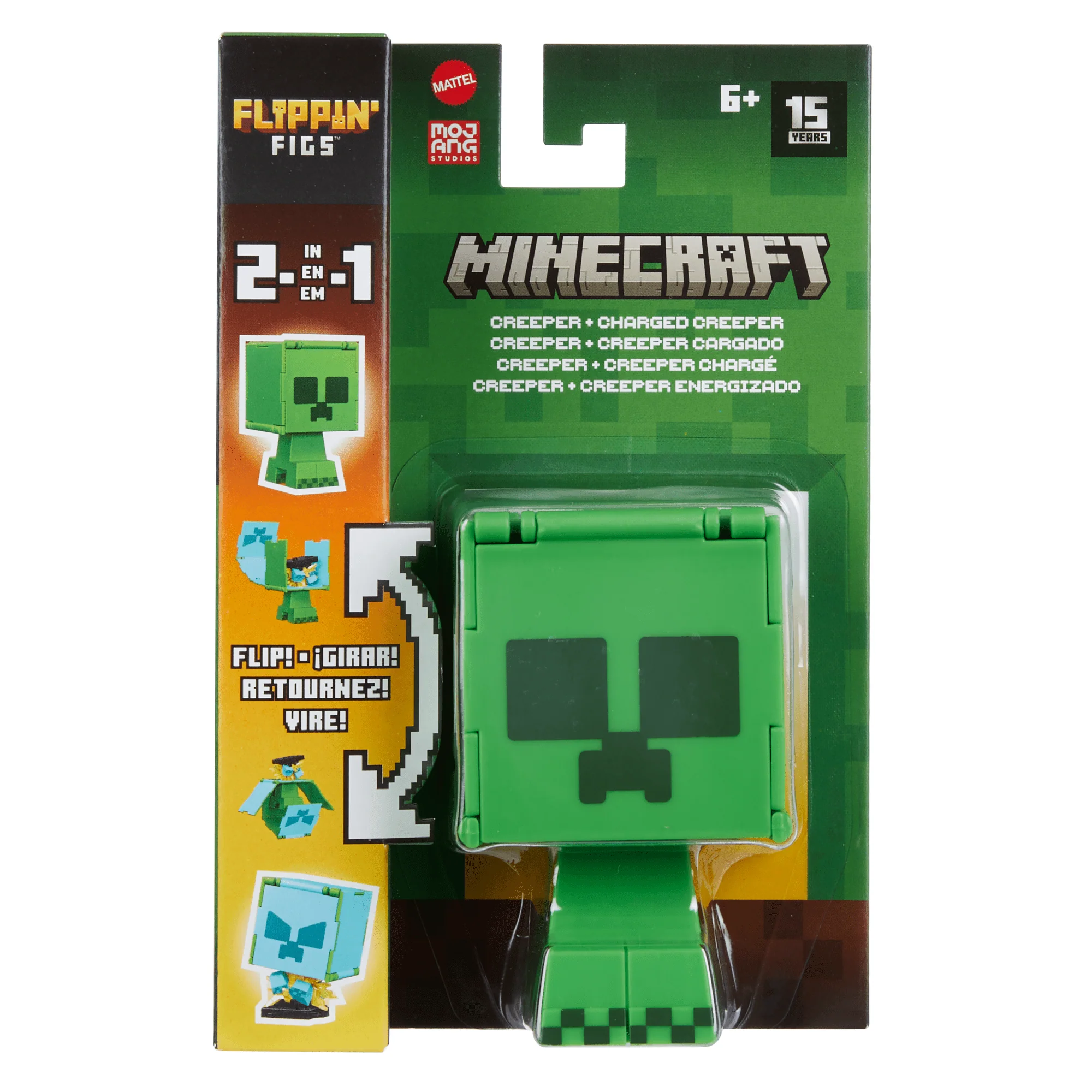 Minecraft Vanilla Figura de Brinquedo Flippin' de 3.75" Creeper + Creeper Carregado - Image 6