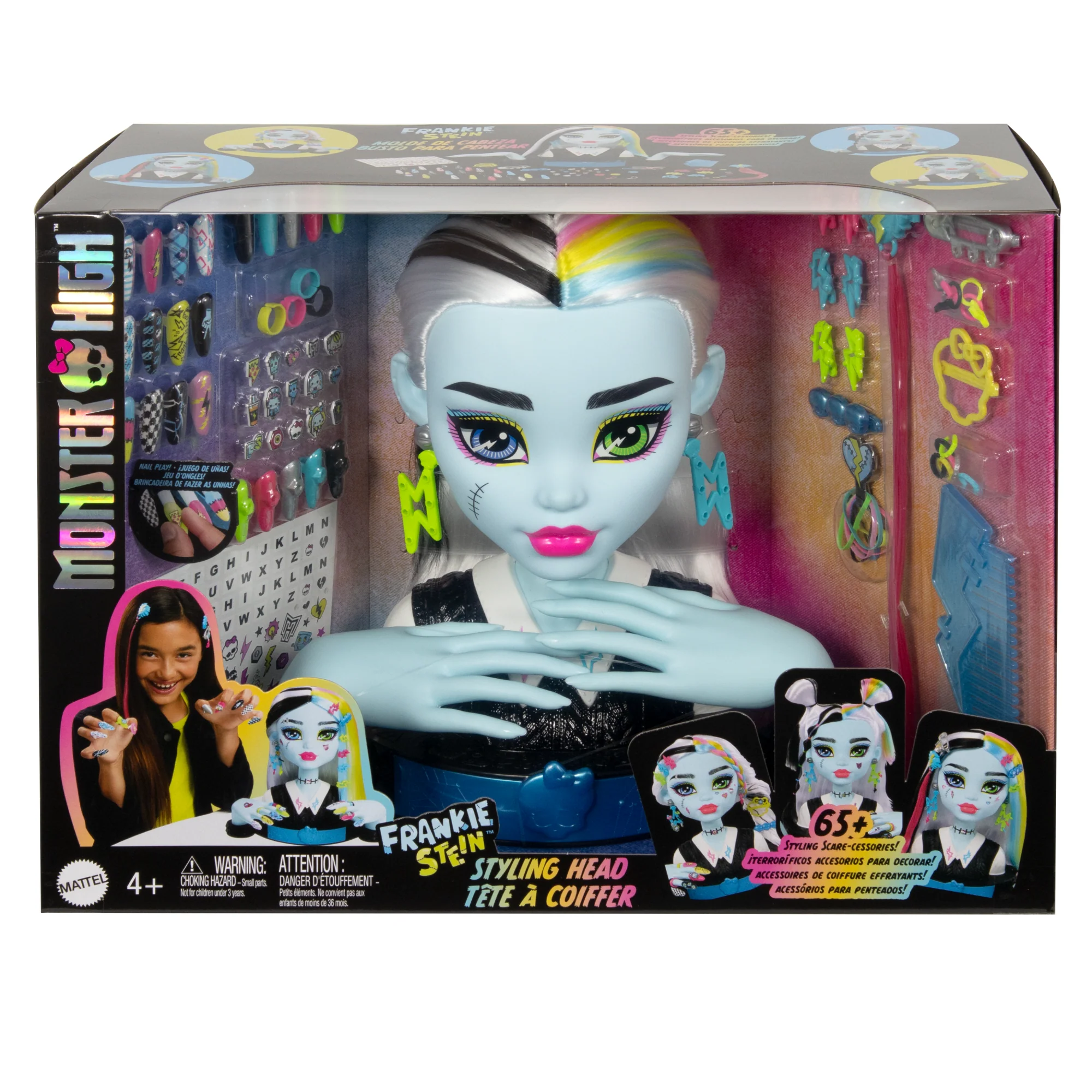 Monster High Frankie Stein Styling Head With 65+ Nail, Hair And Face Accessories - Image 6