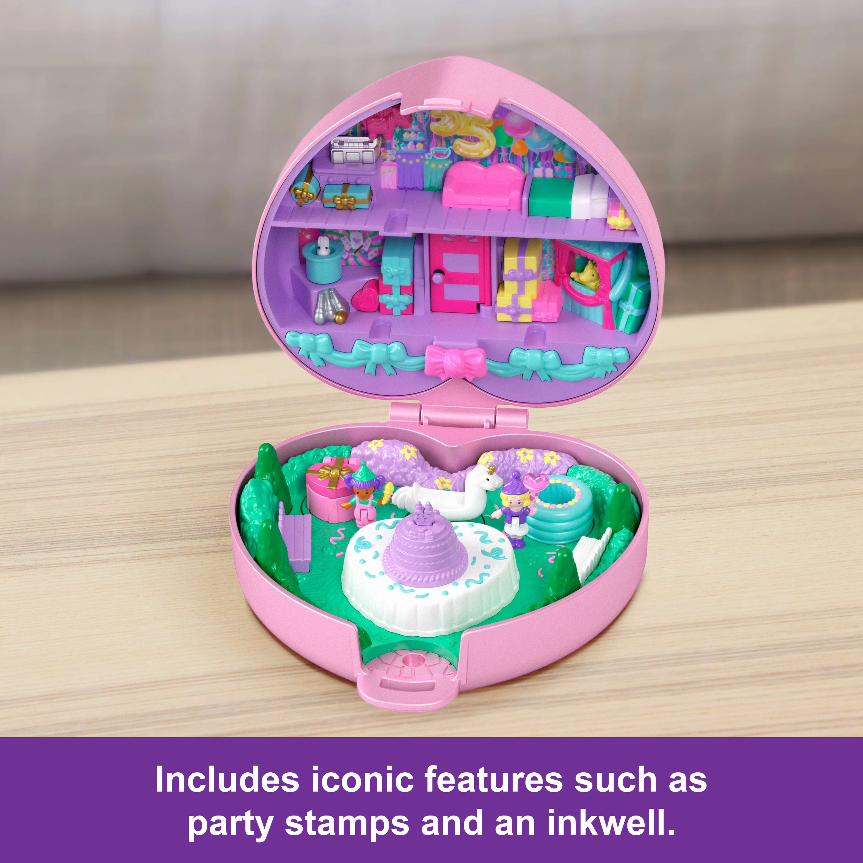 Polly Pocket Dolls And Playset, Collector Heritage Compact, 35th Birthday Partytime Stamper - Image 4