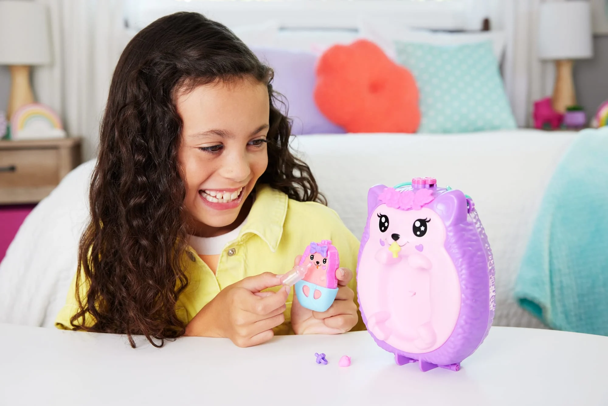 Polly Pocket Conjunto de Brinquedo Compacto Mundo Surpresa Ouriço Mamãe e Bebê - Image 2