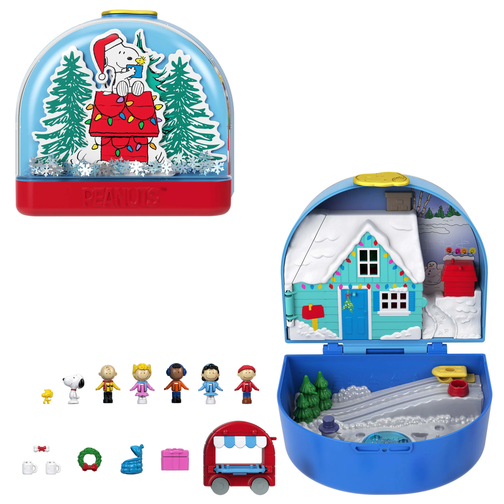 Polly Pocket Micro Dolls And Playset, Collector Peanuts Compact With 7 Accessories