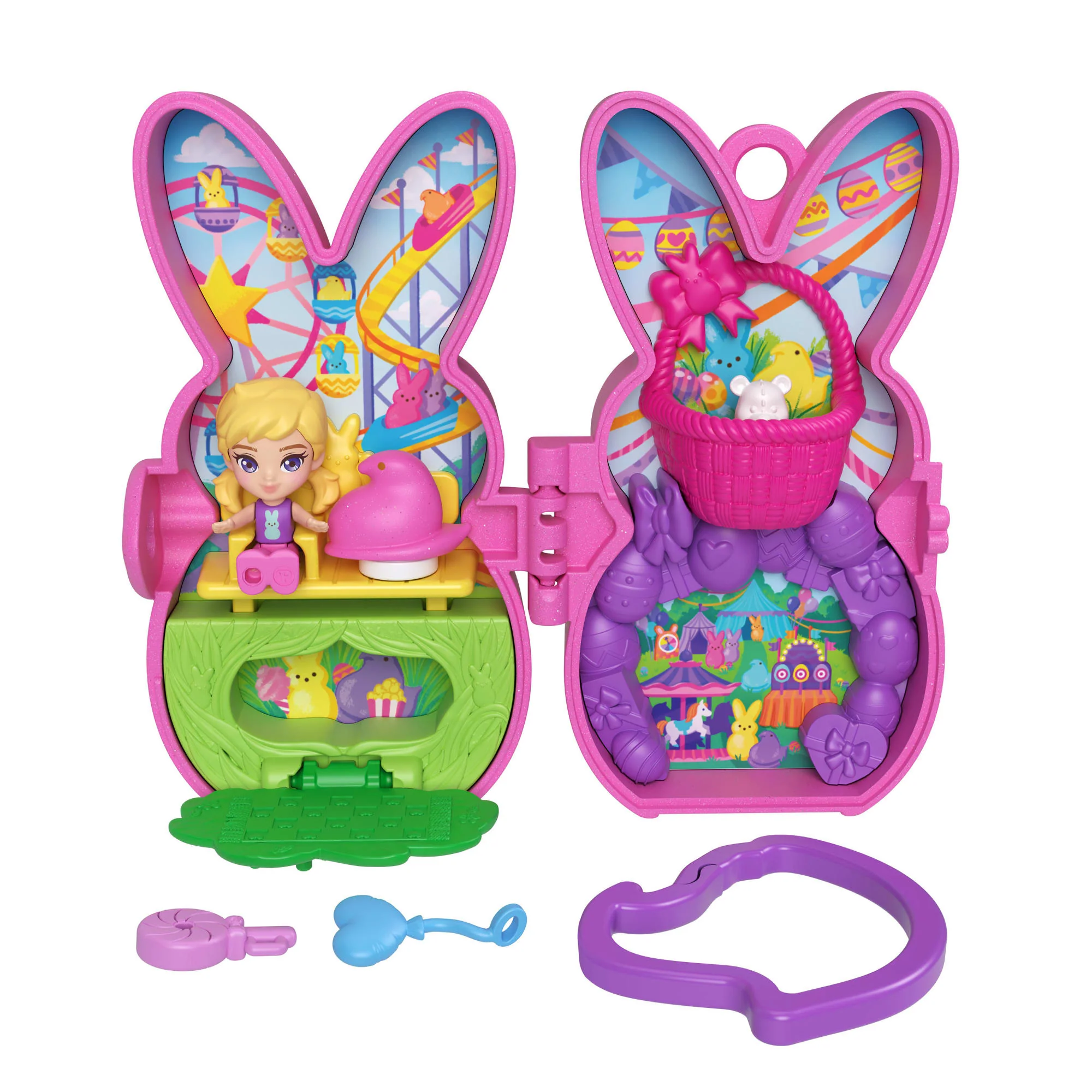 Polly Pocket X Peeps, Doll & 2 Playsets With 7 Themed Accessories, Compact Travel Toy With Keychain Clip - Image 2