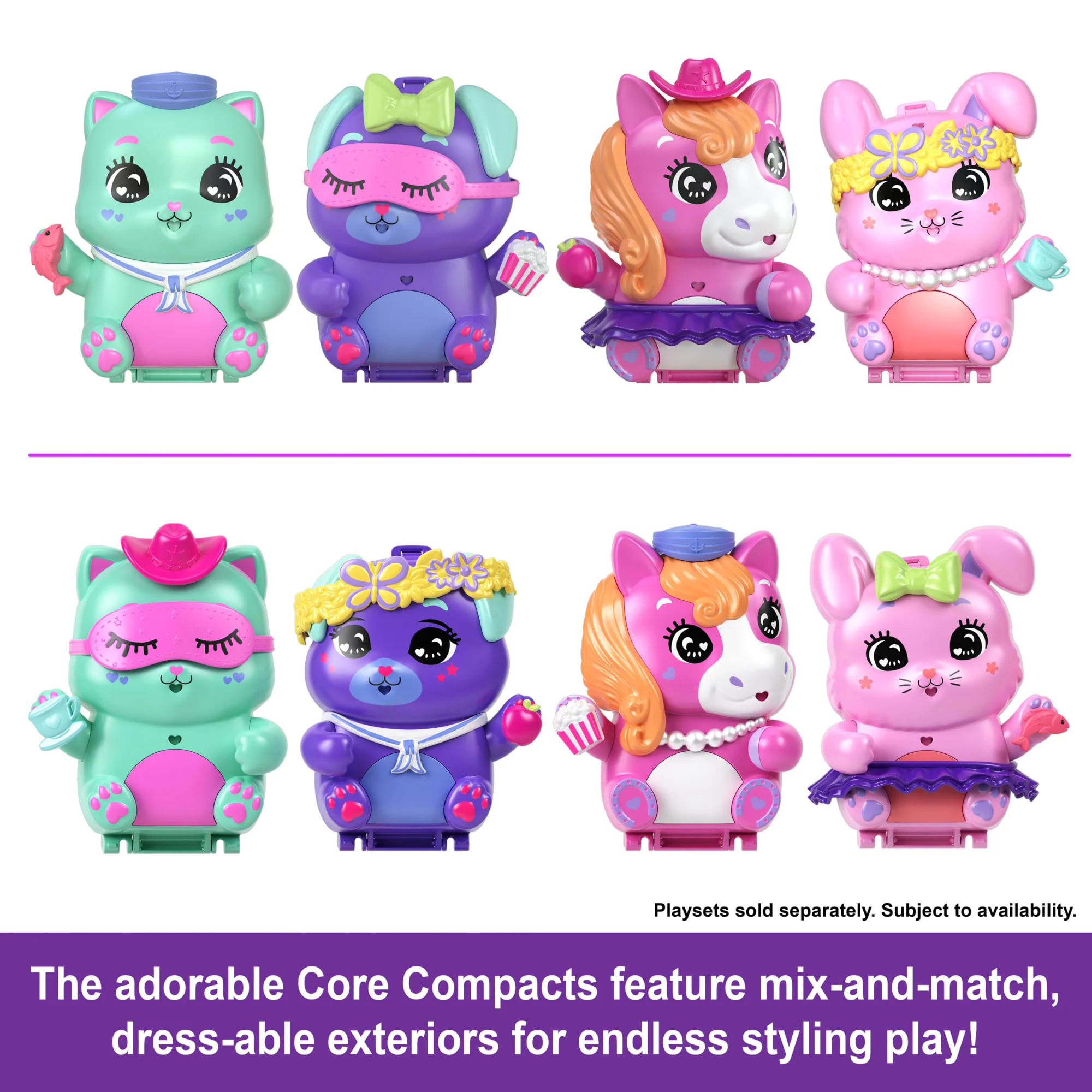 Polly Pocket Pony Rodeo Compact Playset With 1 Micro Doll And Pet Horses, Travel Toy With Food & Styling Accessories - Image 3