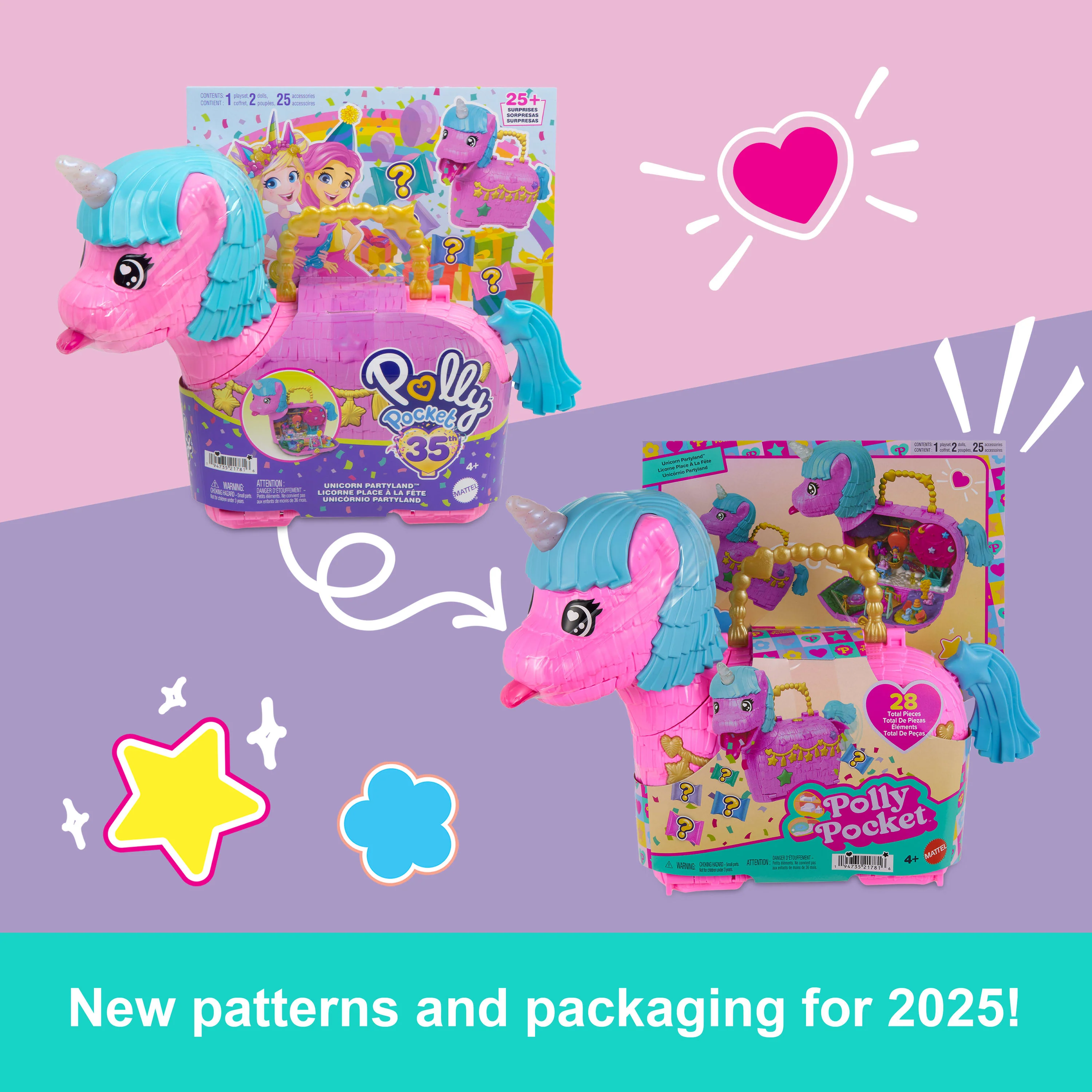 Polly Pocket Unicorn Partyland Playset With 2 Micro Dolls, Pets & 25+ Surprise Accessories, Birthday Celebration With Hot Air Balloon Ride - Image 6
