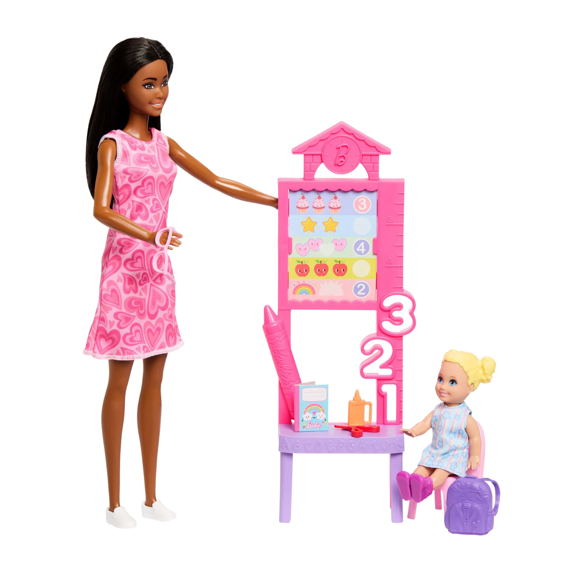 Coffret Barbie Carrières enseignante Avec Poupée Mode, Poupée de Tout-Petit, Tableau Noir et Accessoires - Image 2