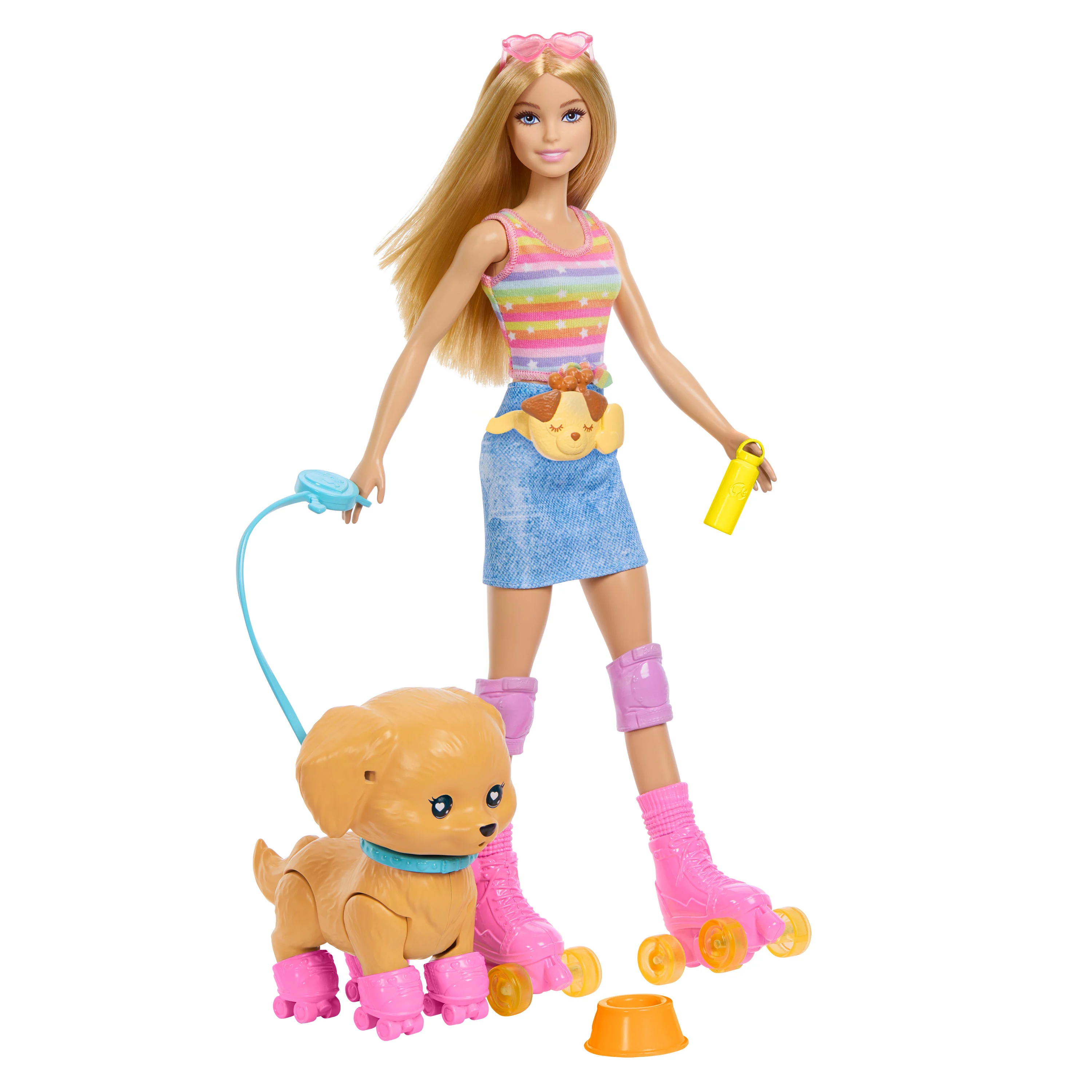 Poupée Barbie et Son Chiot Sur Patins à Roulettes