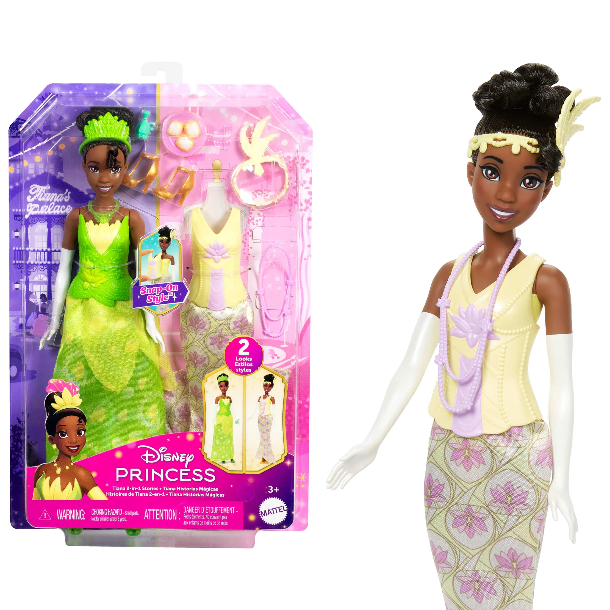 Princesses Disney Poupée Mode Histoires de Tiana 2-en-1