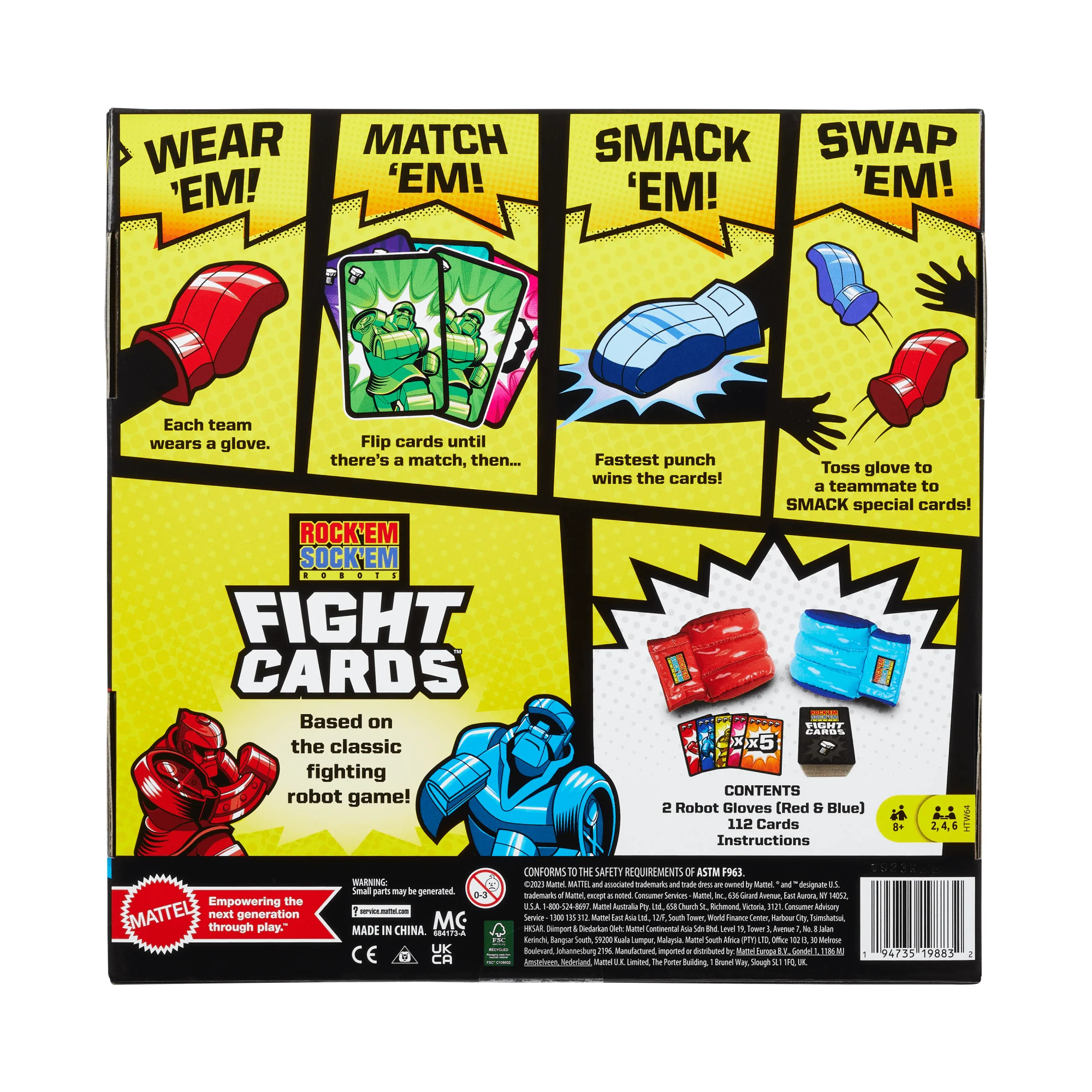 Rock ‘Em Sock ‘Em Robots Fight Cards Card Game With Two Boxing Gloves, Team Party Game - Image 6