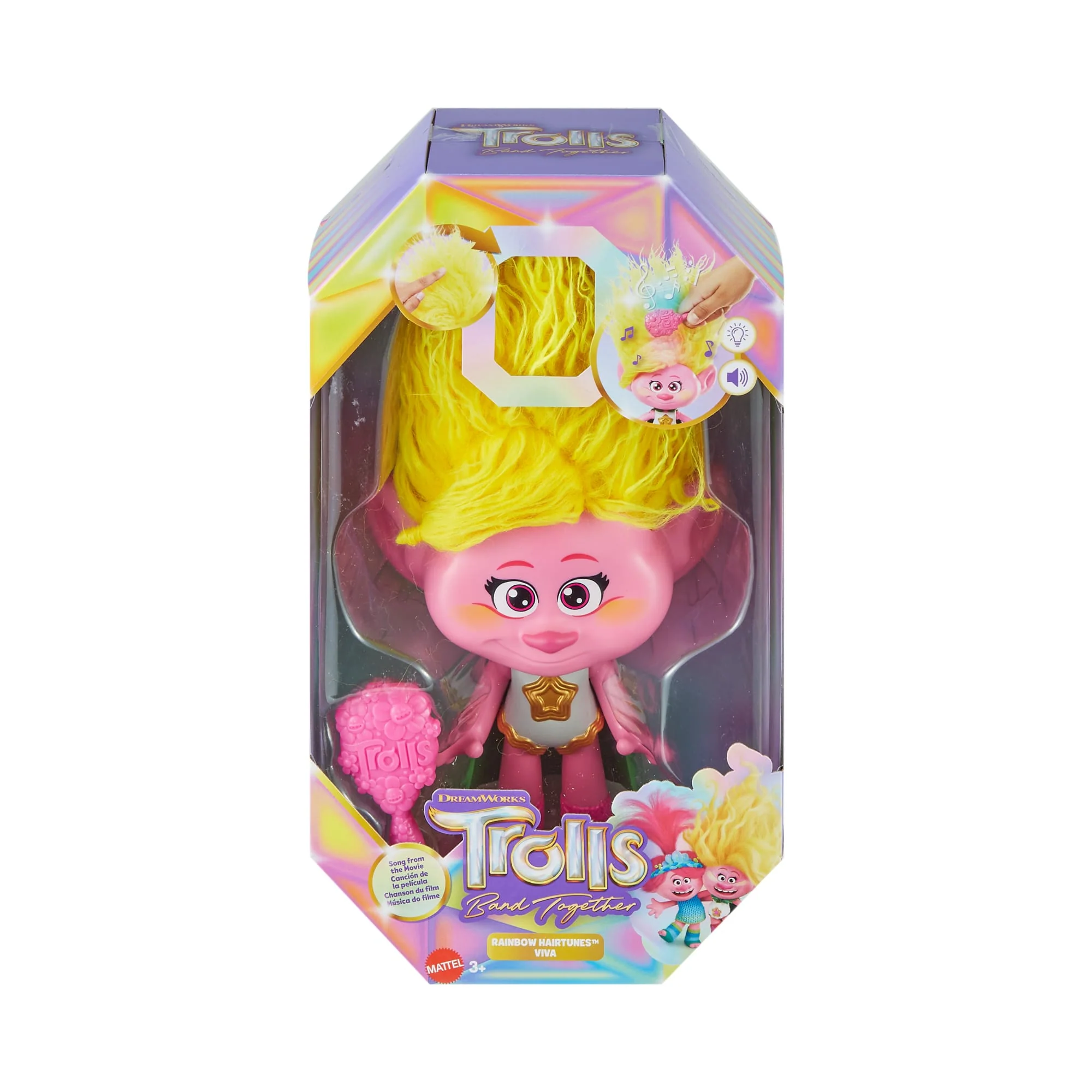 Dreamworks Trolls Band Together Rainbow Hairtunes Viva Doll With Light & Sound, Toys inspired By The Movie - Image 6