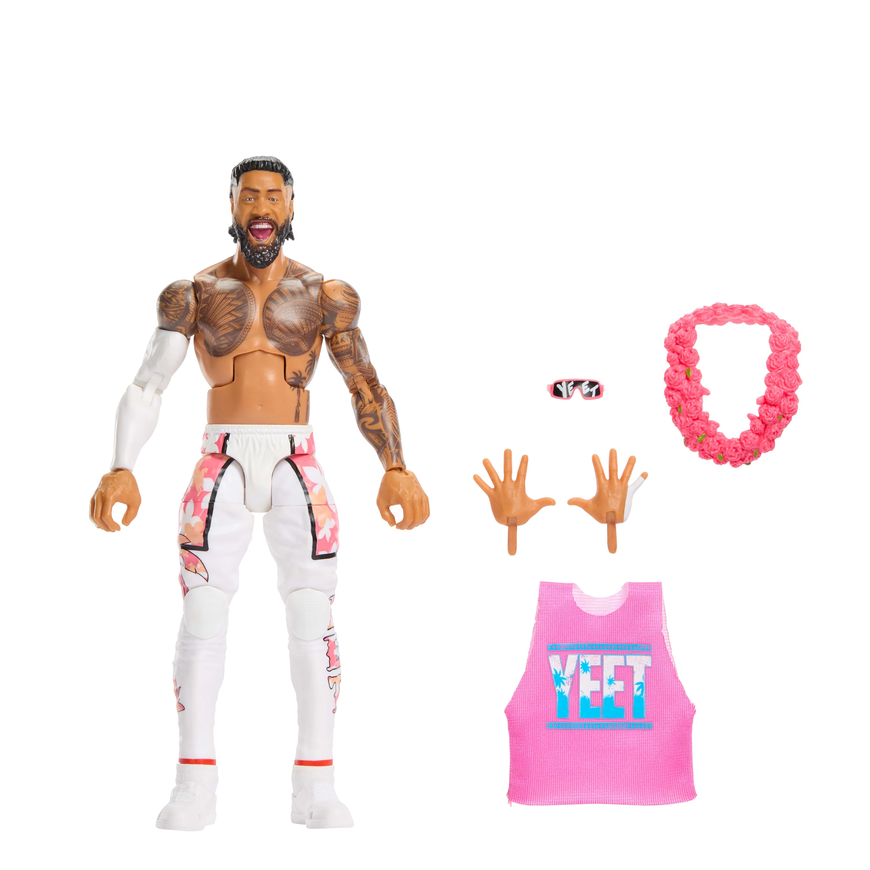 WWE Elite Jey Uso Action Figure, Series #124 Set, 6-inch Collectible With Articulation & Accessories