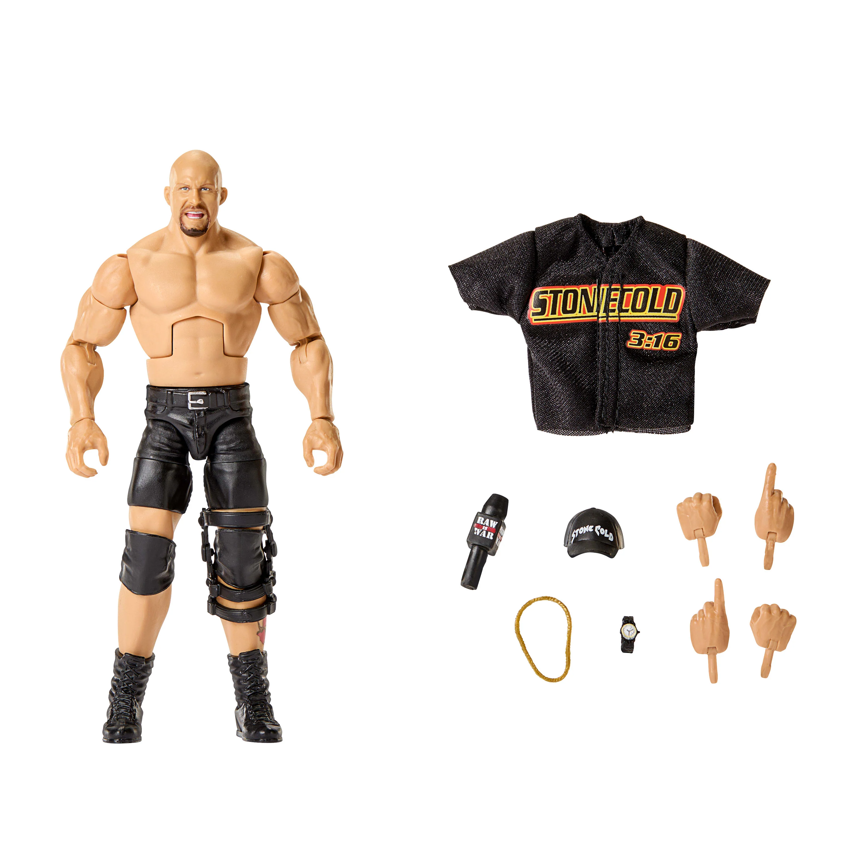 WWE Elite “Stone Cold” Steve Austin Action Figure, Series #122, 6-inch Collectible With Accessories