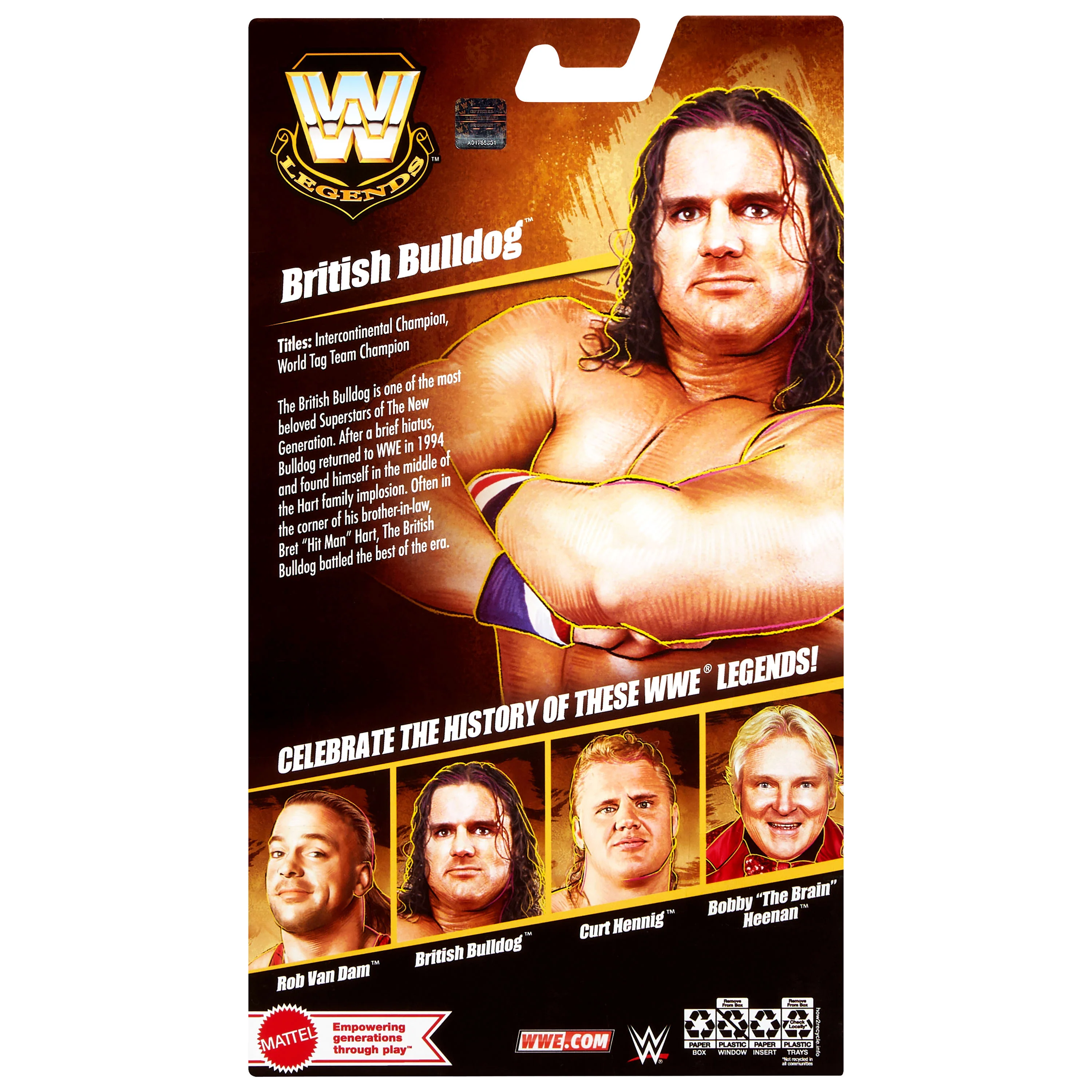 WWE Elite Legends British Bulldog Action Figure & Accessories, Series 29 6-inch Collectible Set - Image 6