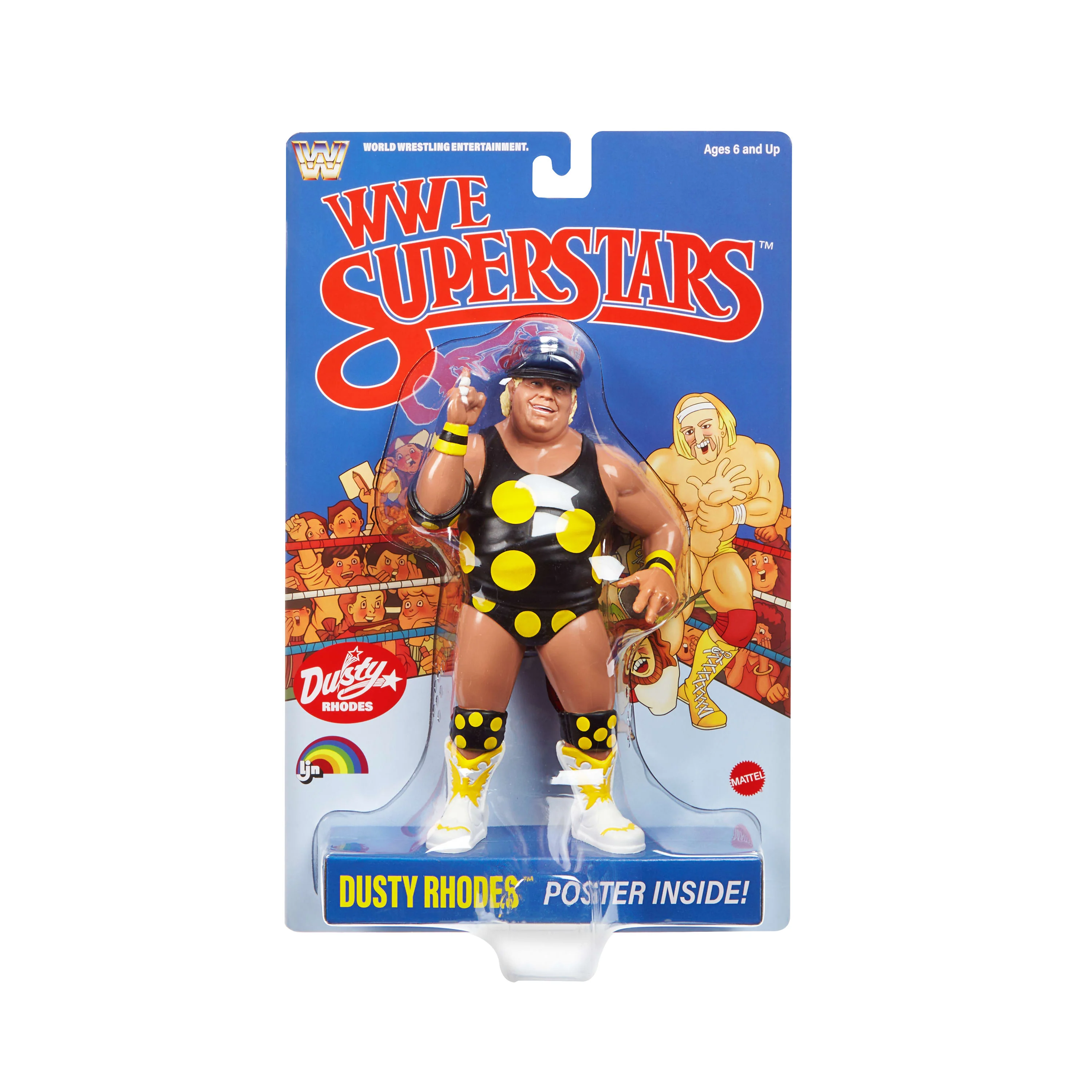 WWE Ljn Superstars Dusty Rhodes Action Figure, 1980s Retro 8-inch Collectible Toy - Image 6