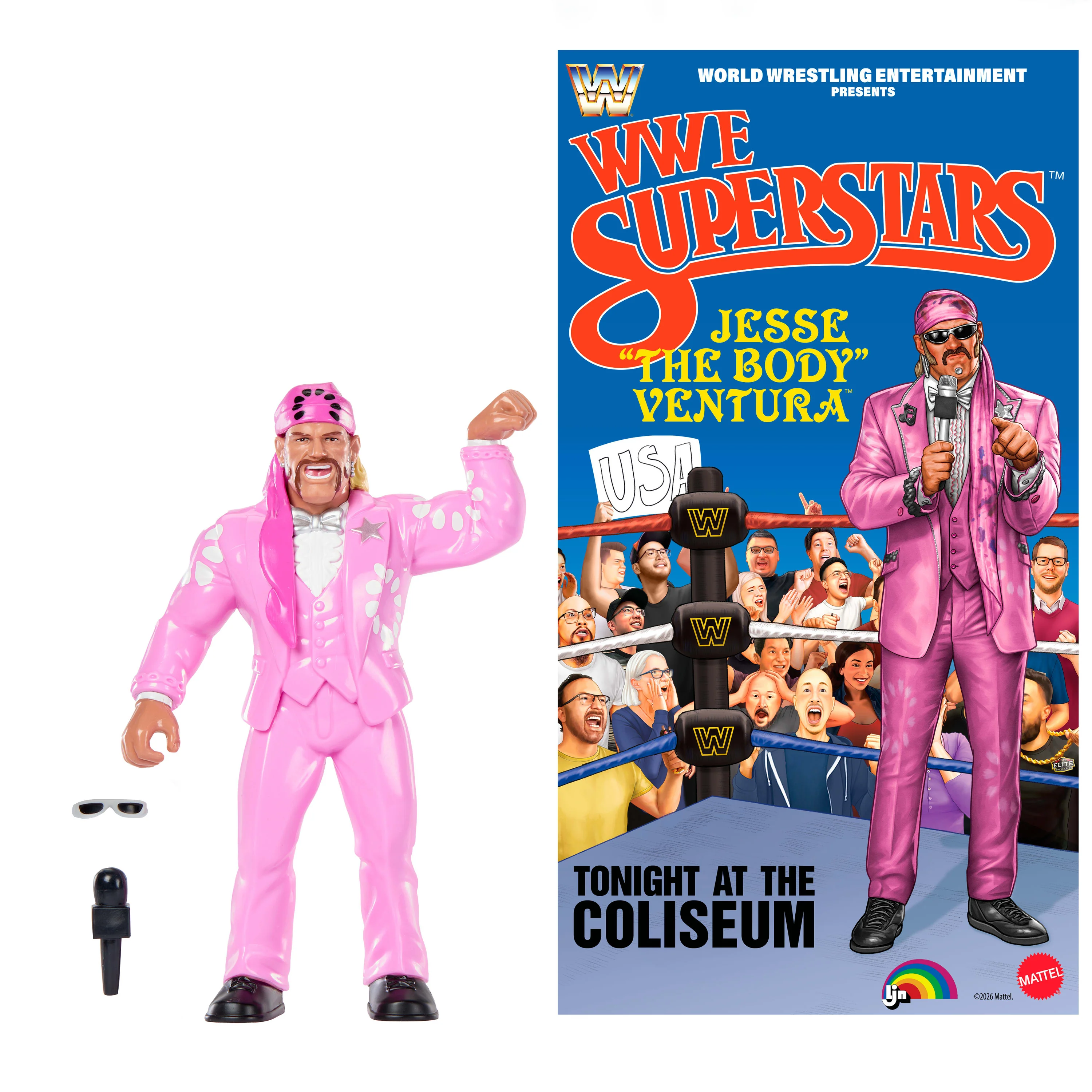Ljn WWE Superstars Jesse “The Body” Ventura Action Figure, 1980s Retro 8-inch Collectible Toy