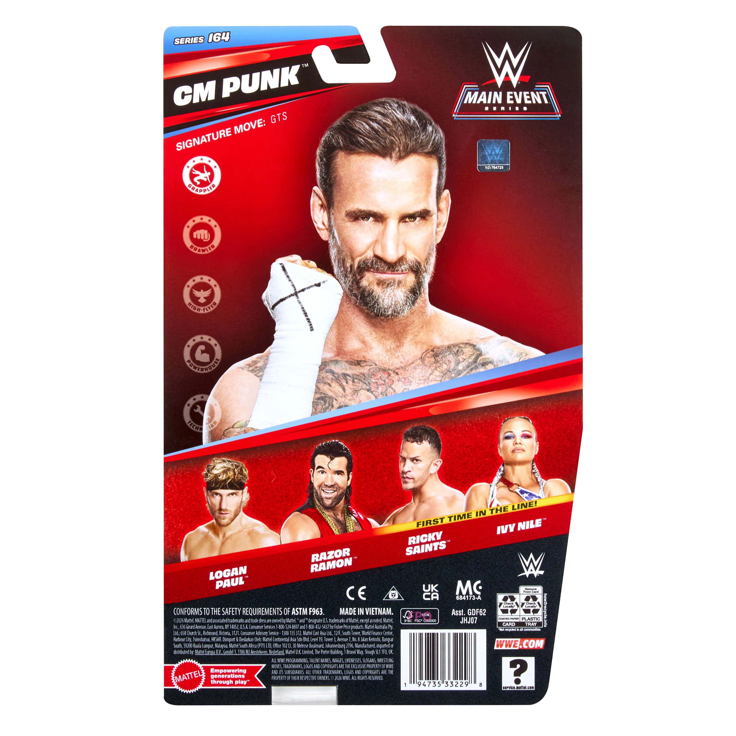 WWE Cm Punk Action Figure, Main EVent Series #164, 6-inch Collectible With Articulation - Image 6
