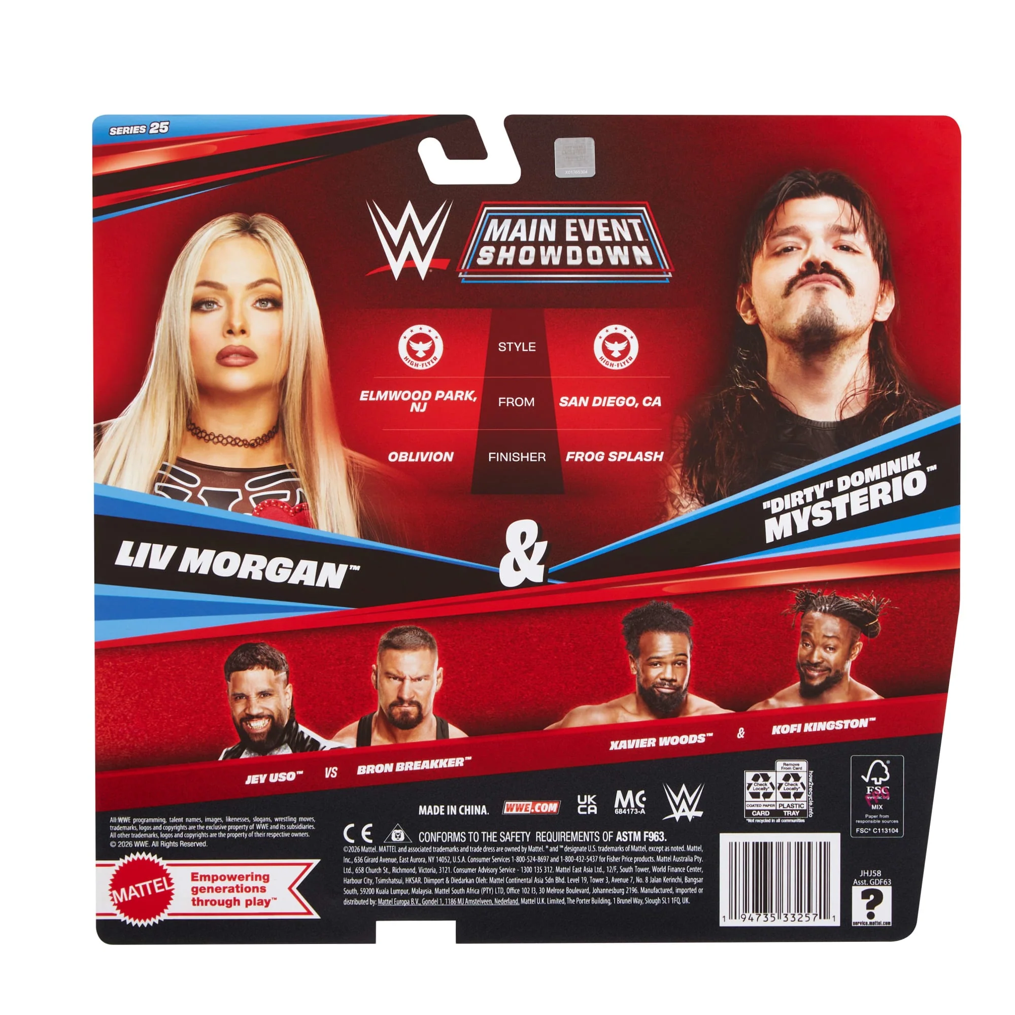 WWE Main Event Showdown Dirty Dominik Mysterio & Liv Morgan Action Figures Set, Series #25, 6-Inch - Image 6