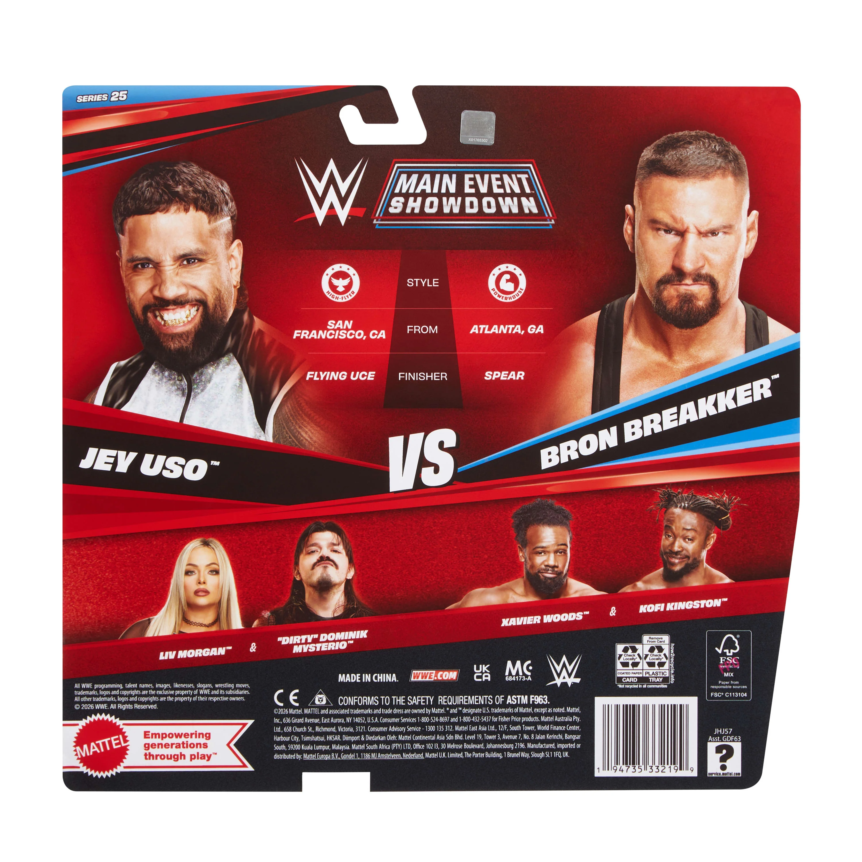 WWE Main EVent Showdown Bron Breakker vs Jey Uso Action Figures Set, Series #25, 6-inch Collectibles - Image 6