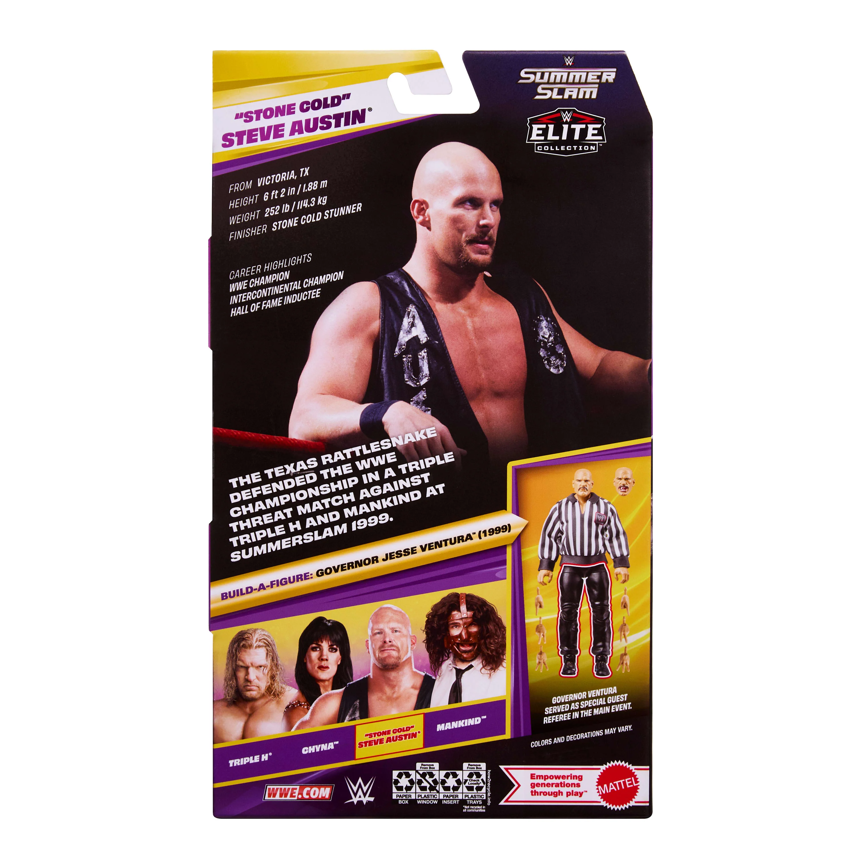 WWE Elite Collection Premium Live EVent Stone Cold Steve Austin Action Figure Set, Summerslam Series - Image 6