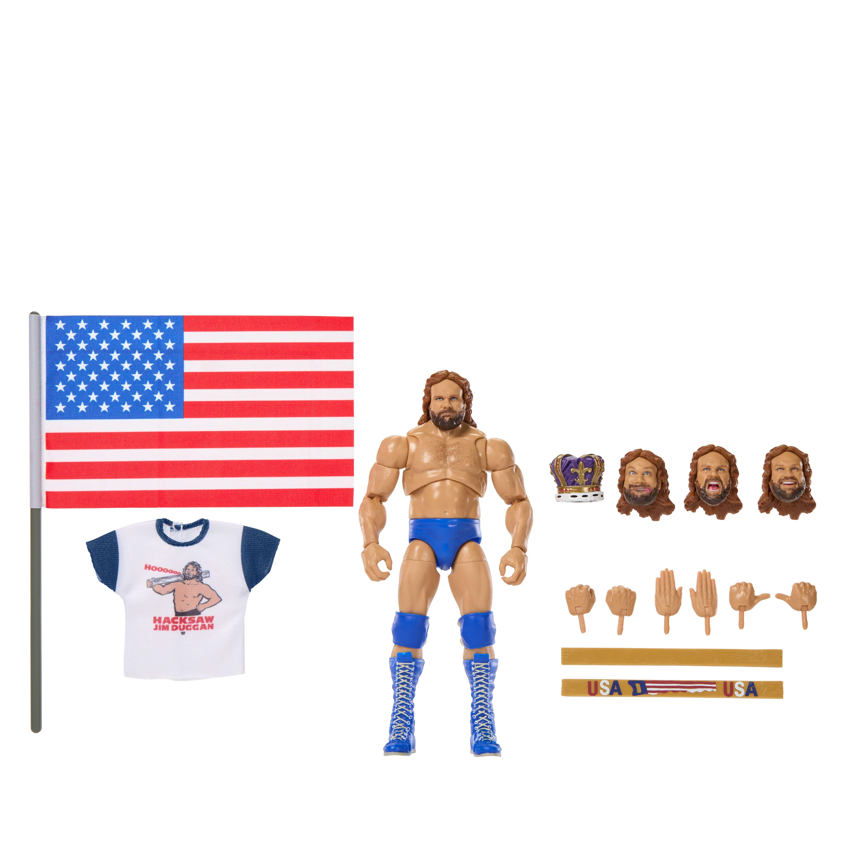 WWE Ultimate Legends Action Hacksaw Jim Duggan Figure & Accessories Set, 6-Inch Collectible Superstar