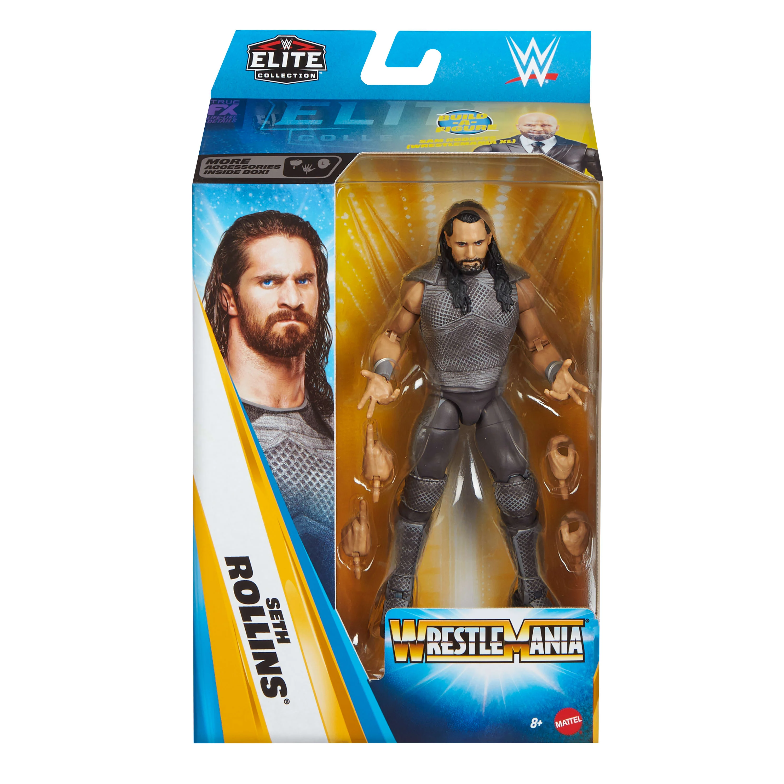 WWE Elite Collection Premium Live EVent Seth Rollins Action Figure Set, Wrestlemania Collectible - Image 2