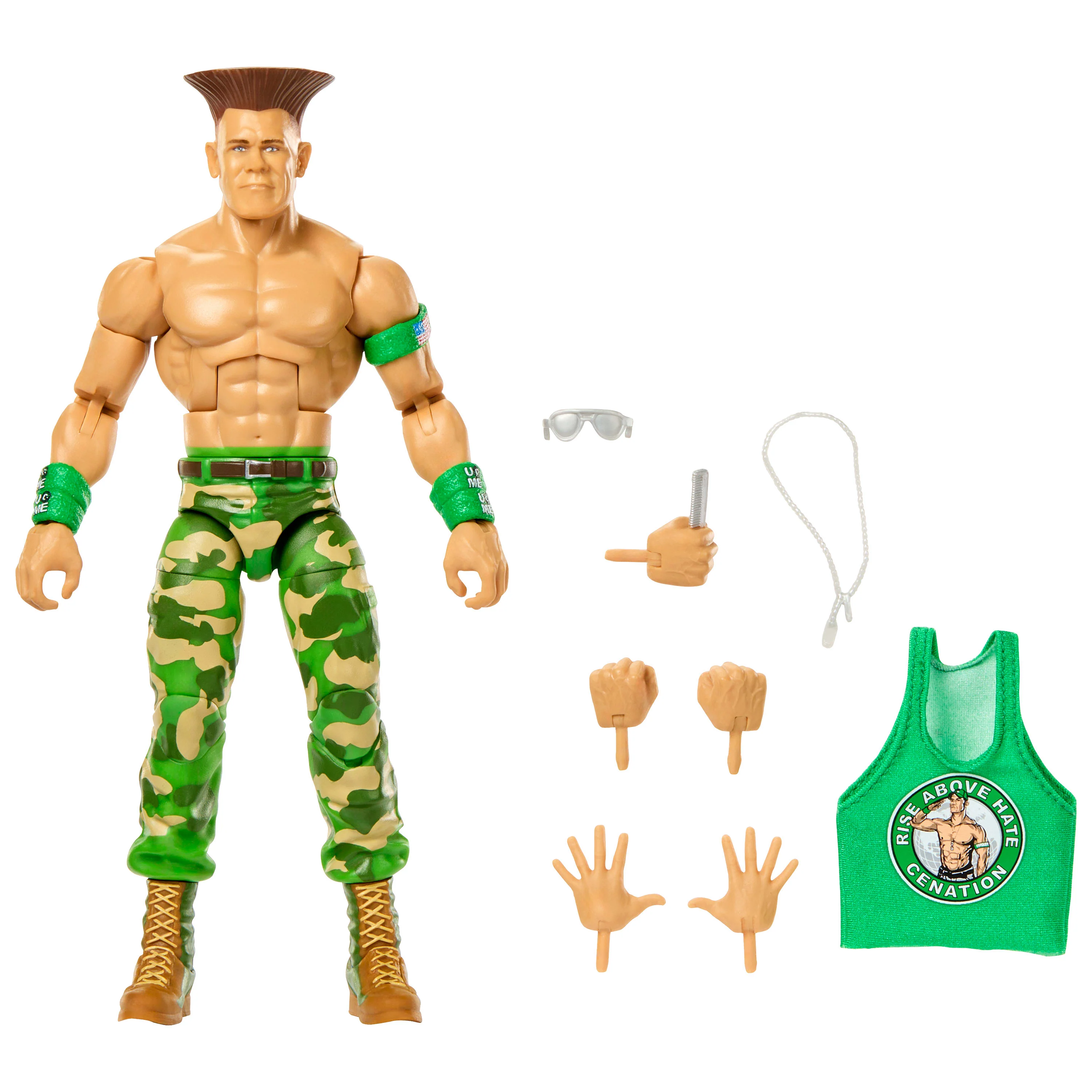 WWE X Street Fighter John Cena Action Figure & Accessories, 6-inch Collectible Guile Mashup Set