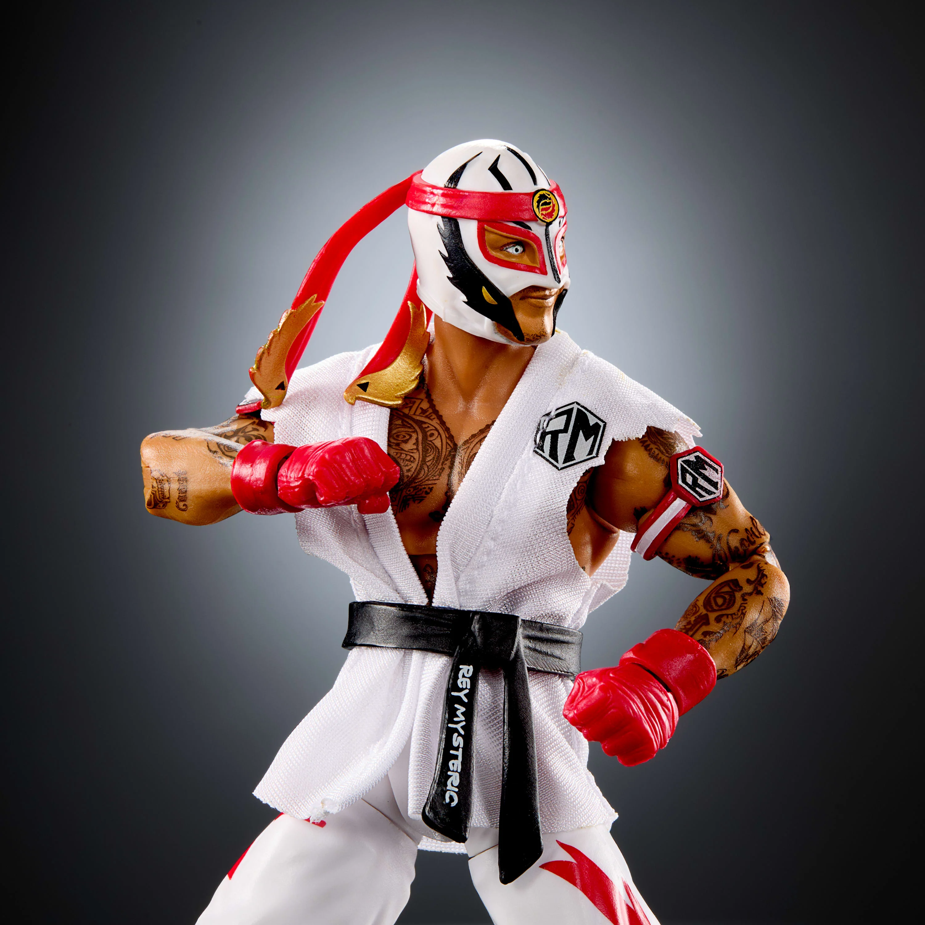 WWE X Street Fighter Rey Mysterio Action Figure & Accessories, 6-inch Collectible Ryu Mashup Set - Image 5