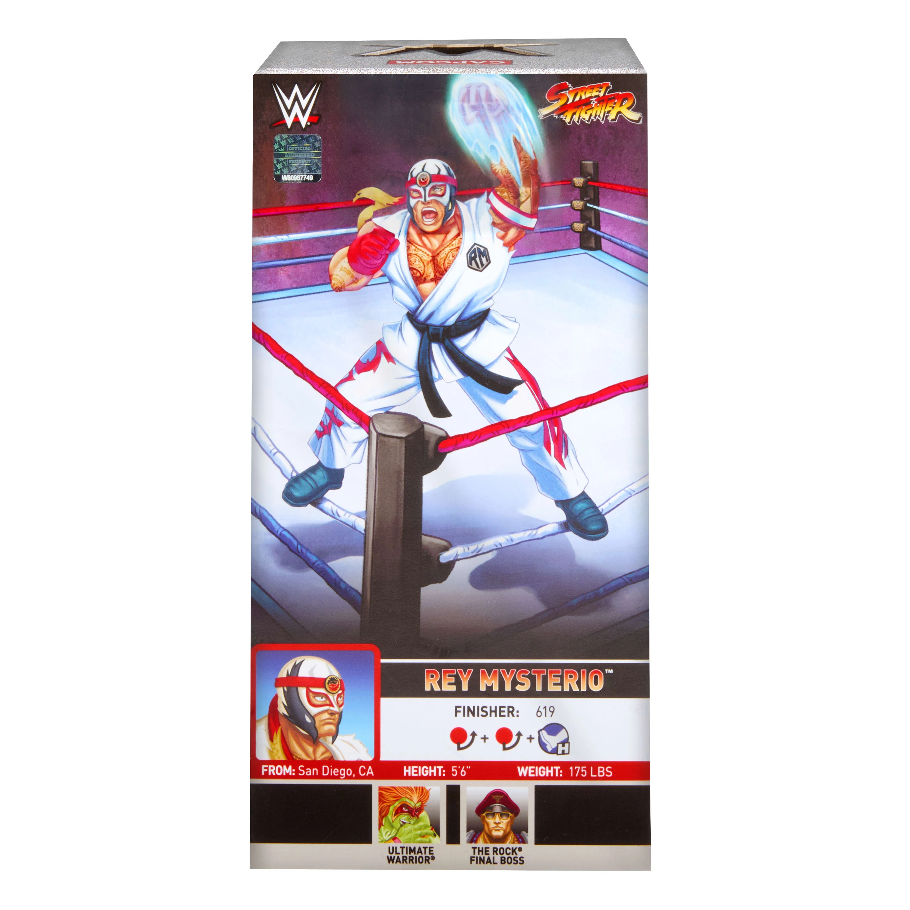 WWE X Street Fighter Rey Mysterio Action Figure & Accessories, 6-inch Collectible Ryu Mashup Set - Image 6