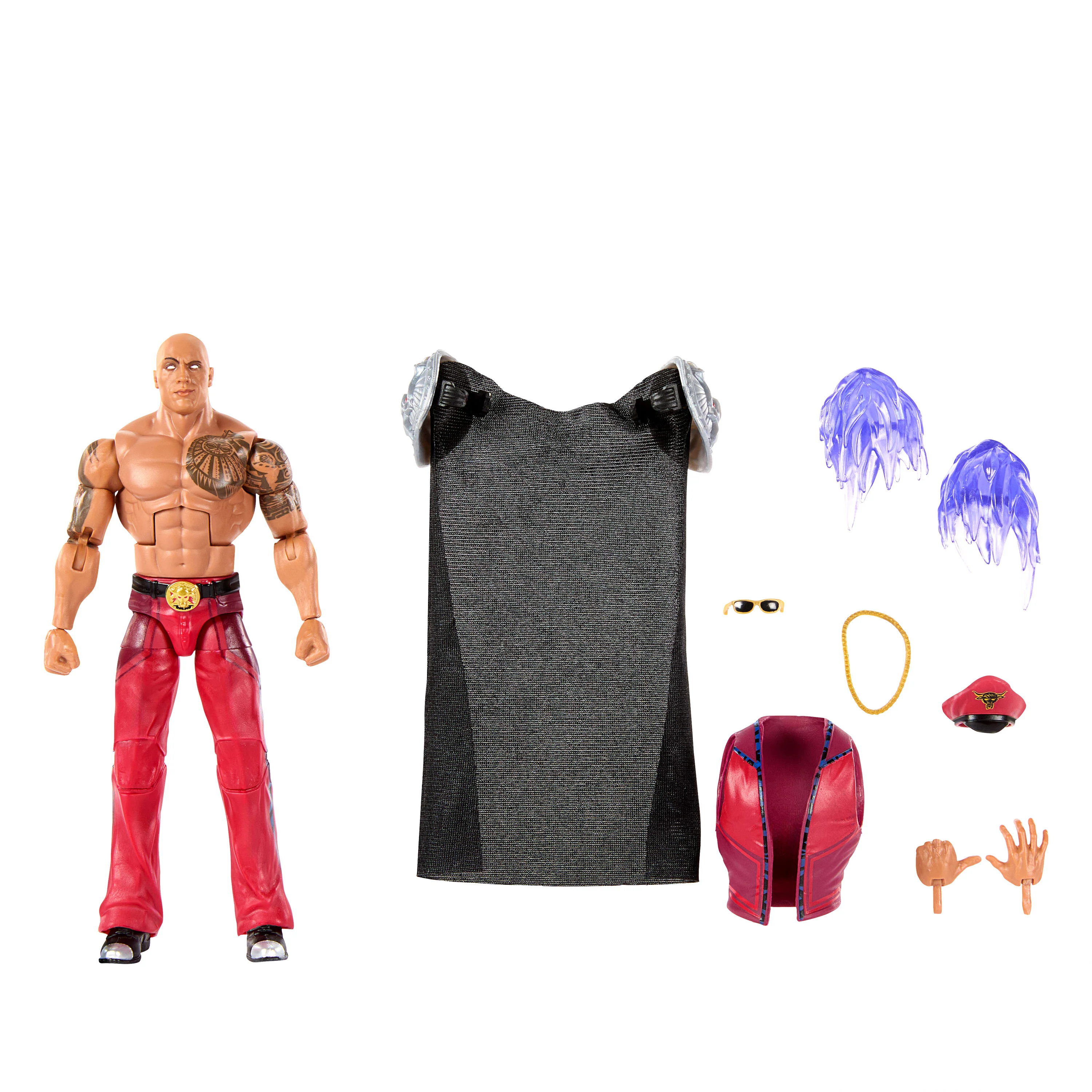 WWE X Street Fighter The Rock Final Boss Action Figure & Accessories, 6-inch Collectible M. Bison Mashup Set